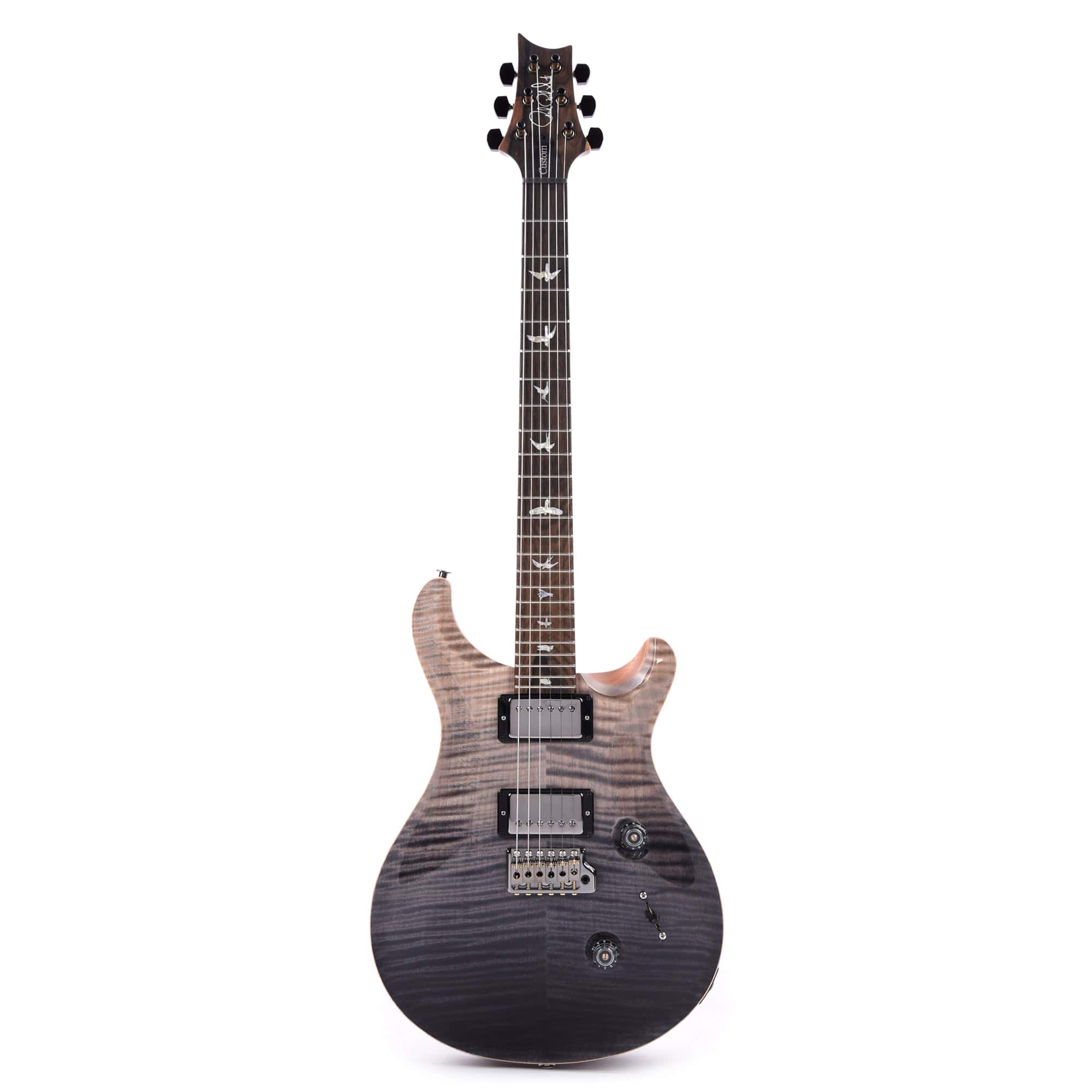 PRS Wood Library Custom 24 10-Top Flame Gray Black Fade w/Ziricote Fingerboard & Smoked Black Hardware Electric Guitars / Solid Body