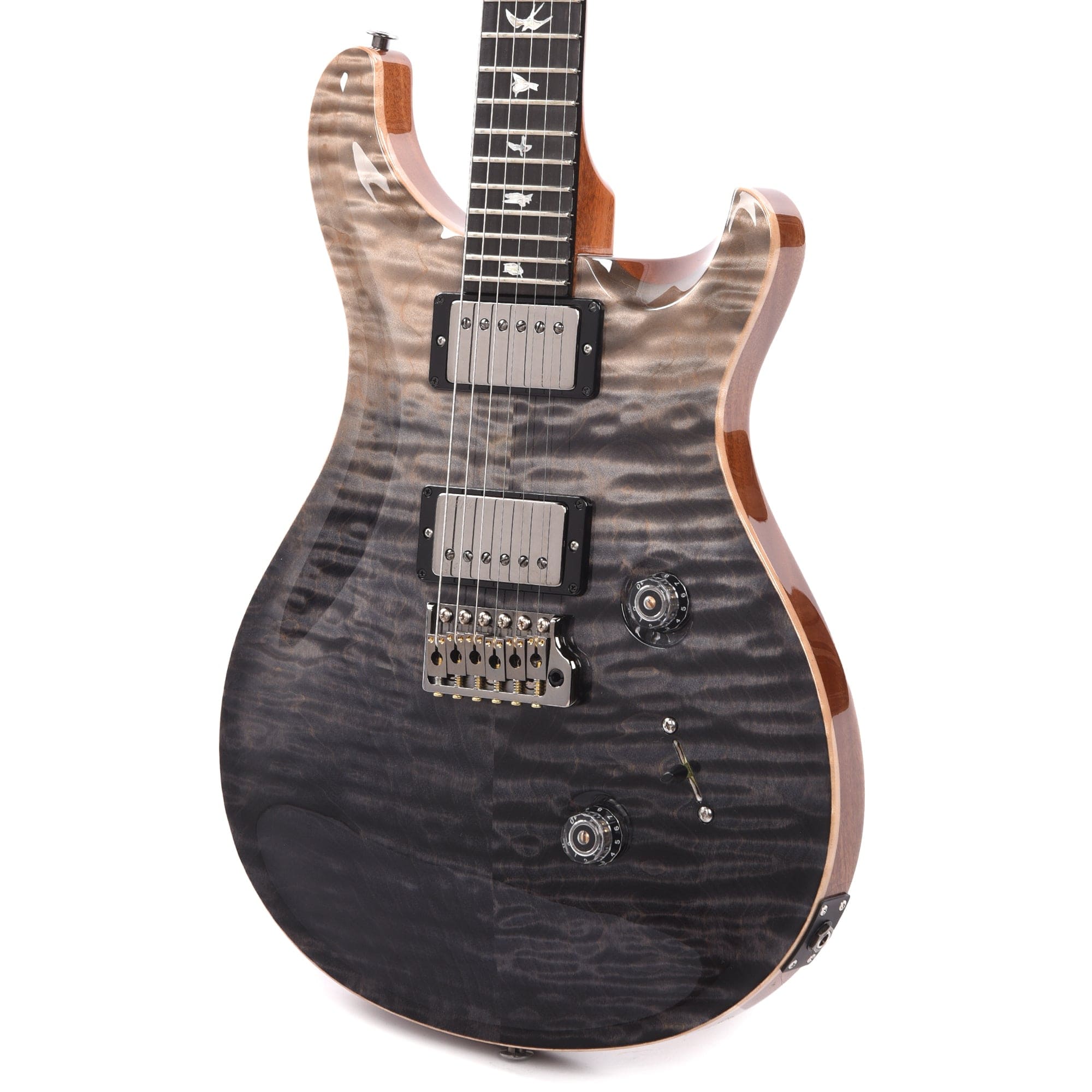 PRS Wood Library Custom 24 10-Top Quilt Gray Black Fade w/Ebony Fingerboard & Smoked Black Hardware Electric Guitars / Solid Body