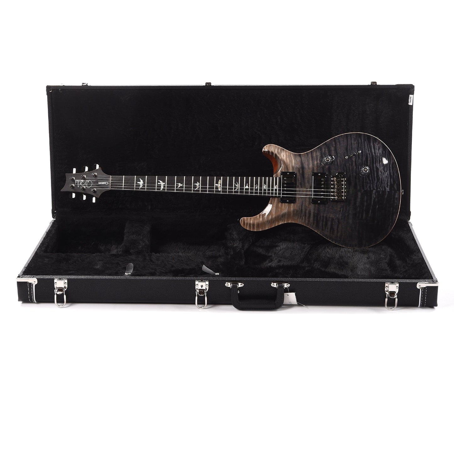 PRS Wood Library Custom 24 10-Top Quilt Gray Black Fade w/Ebony Fingerboard & Smoked Black Hardware Electric Guitars / Solid Body