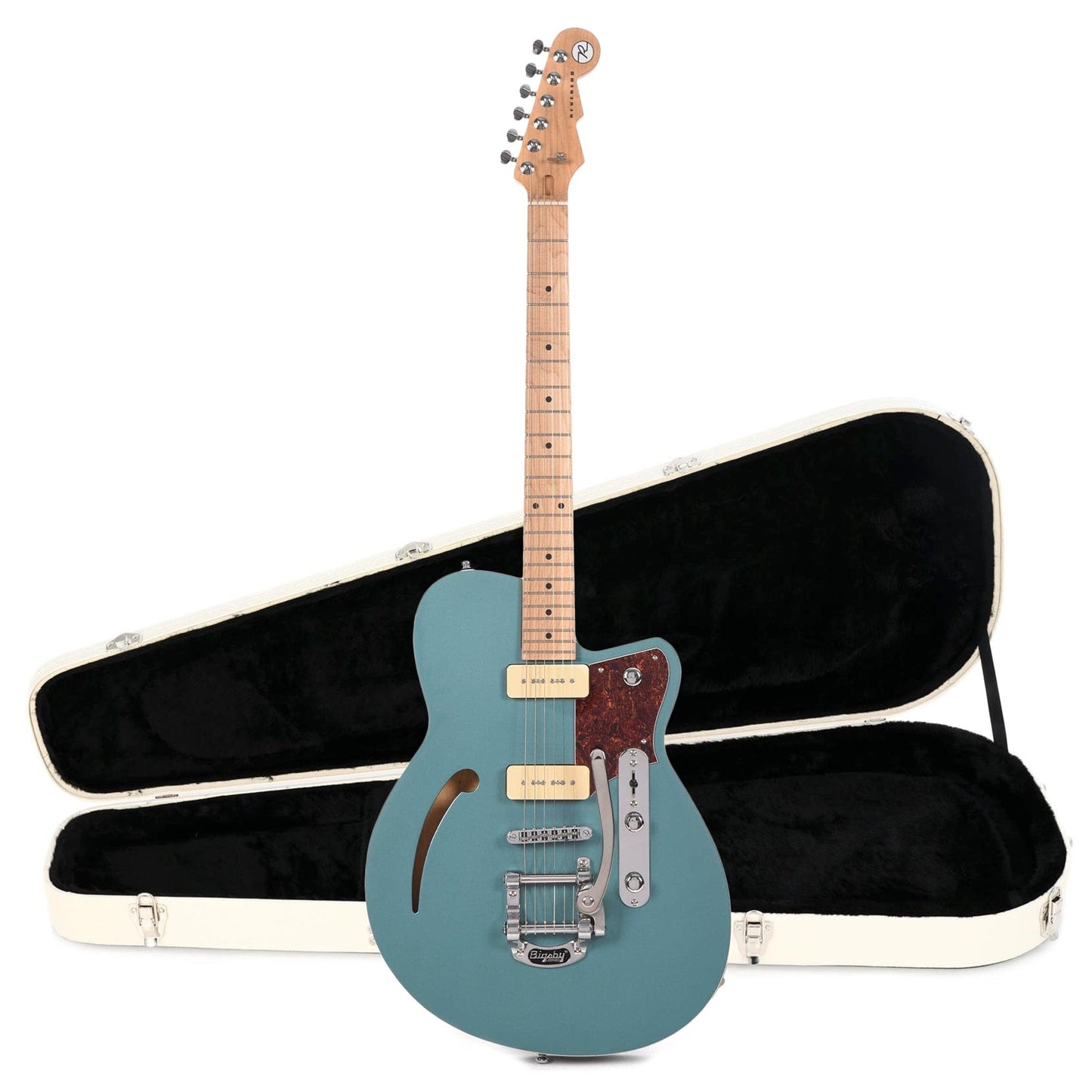 Reverend Club King 290 Bigsby Deep Sea Blue Hardshell Case Bundle Electric Guitars / Semi-Hollow