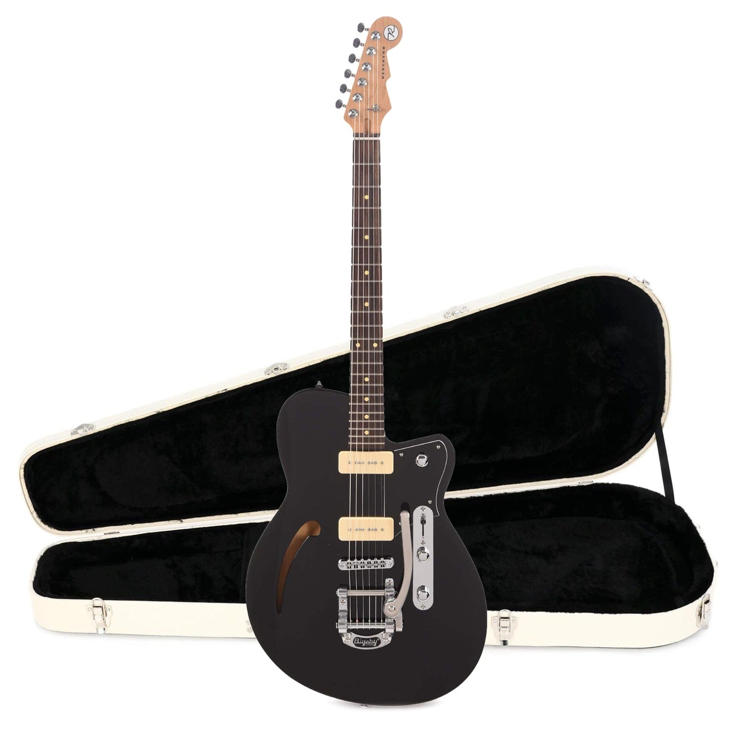 Reverend Club King 290 Midnight Black w/Bigsby Hardshell Case Bundle Electric Guitars / Semi-Hollow