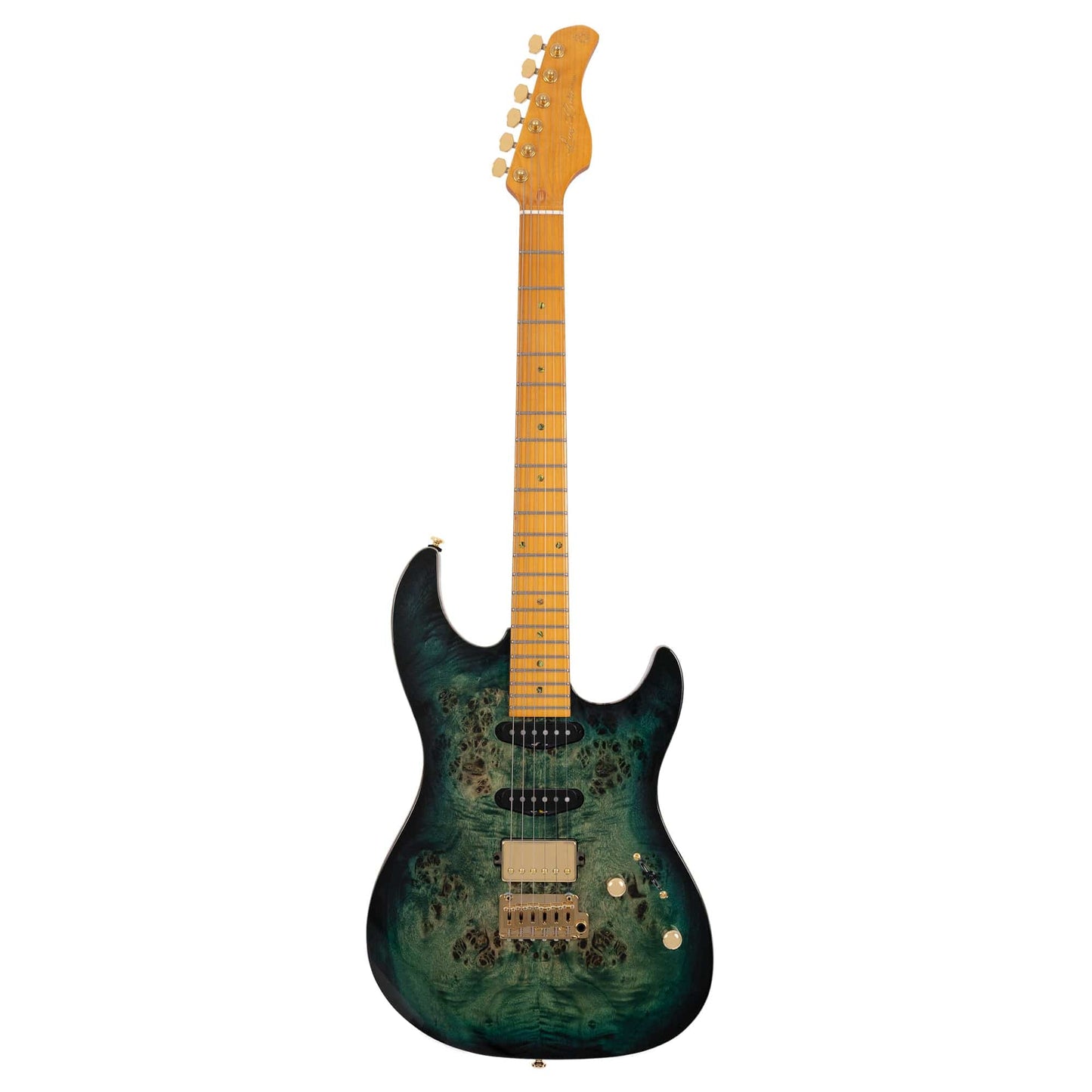 Sire Larry Carlton S10 HSS Swamp Ash/Poplar Burl Transparent Green Electric Guitars / Solid Body