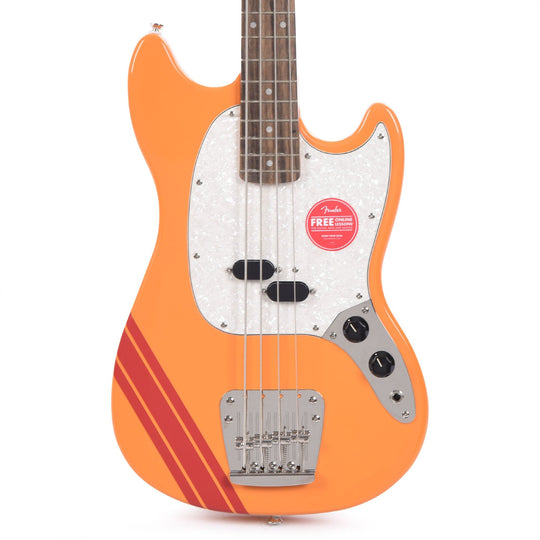 Squier Classic Vibe '60s Competition Mustang Bass Capri Orange w/Dakota Red Stripe Bass Guitars / 4-String