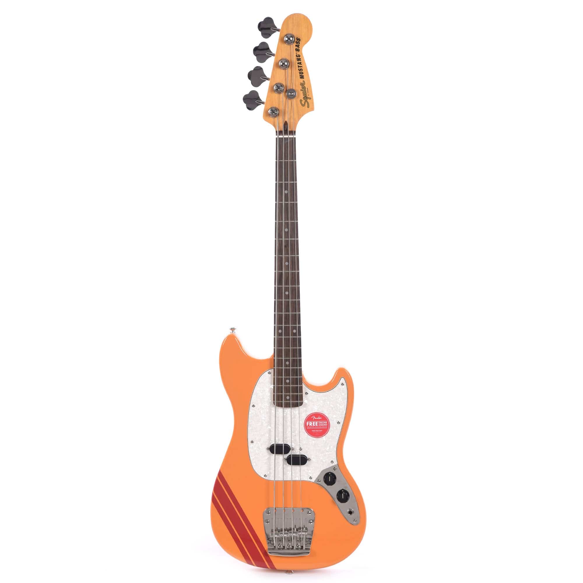 Squier Classic Vibe '60s Competition Mustang Bass Capri Orange w/Dakota Red Stripe Bass Guitars / 4-String