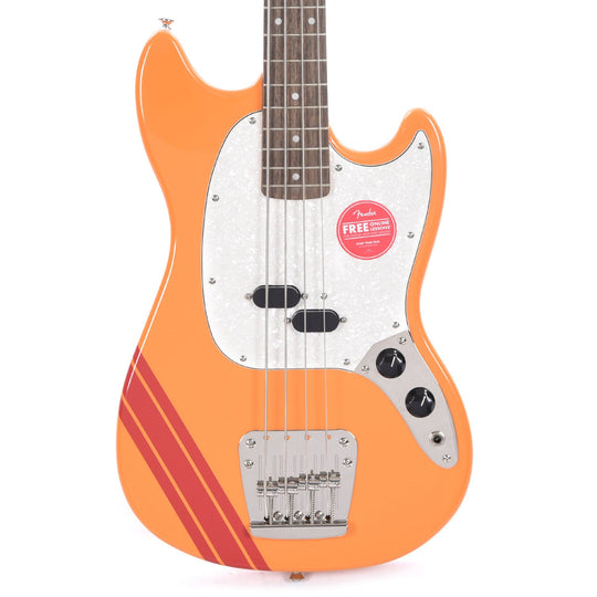 Squier Classic Vibe '60s Competition Mustang Bass Capri Orange w/Dakota Red Stripe Bass Guitars / 4-String