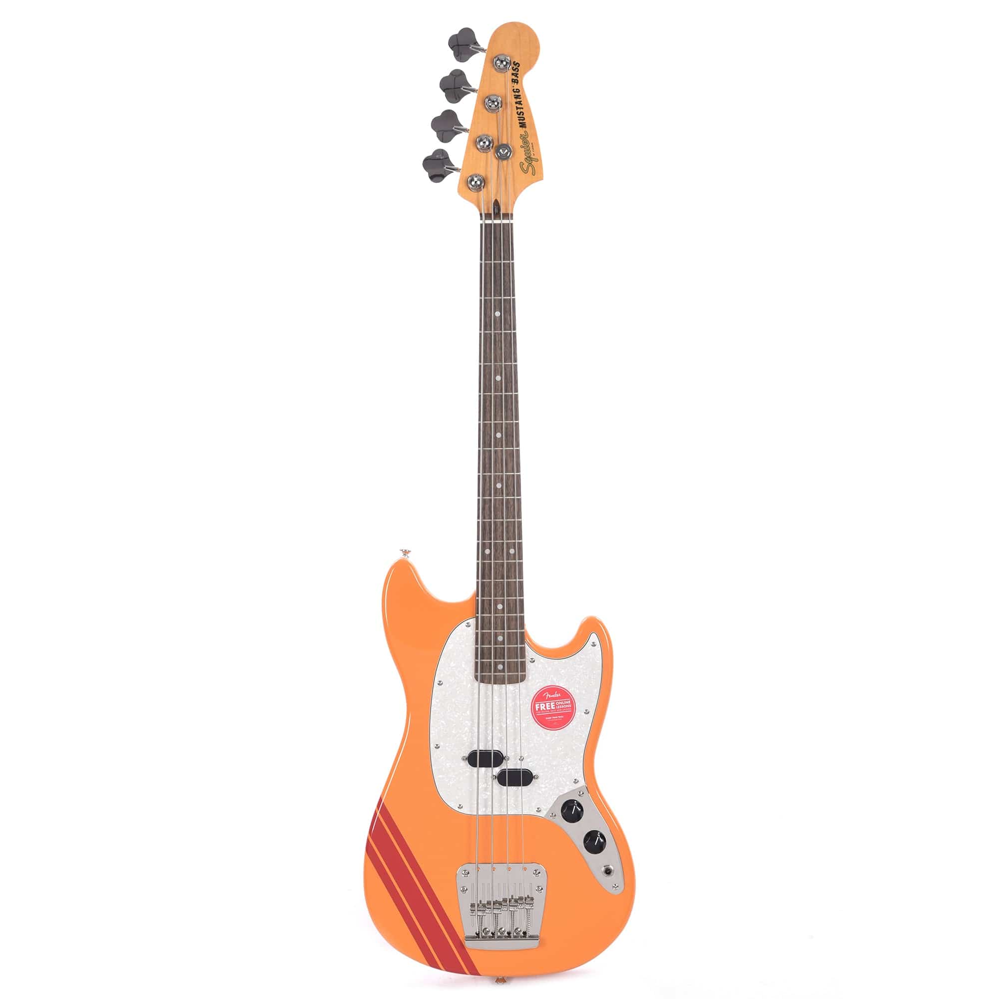 Squier Classic Vibe '60s Competition Mustang Bass Capri Orange w/Dakota Red Stripe Bass Guitars / 4-String