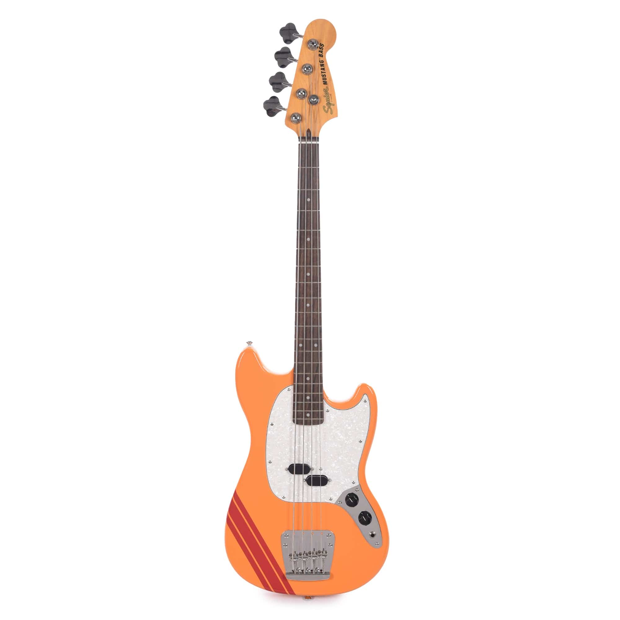 Squier Classic Vibe '60s Competition Mustang Bass Capri Orange w/Dakota Red Stripe Bass Guitars / 4-String