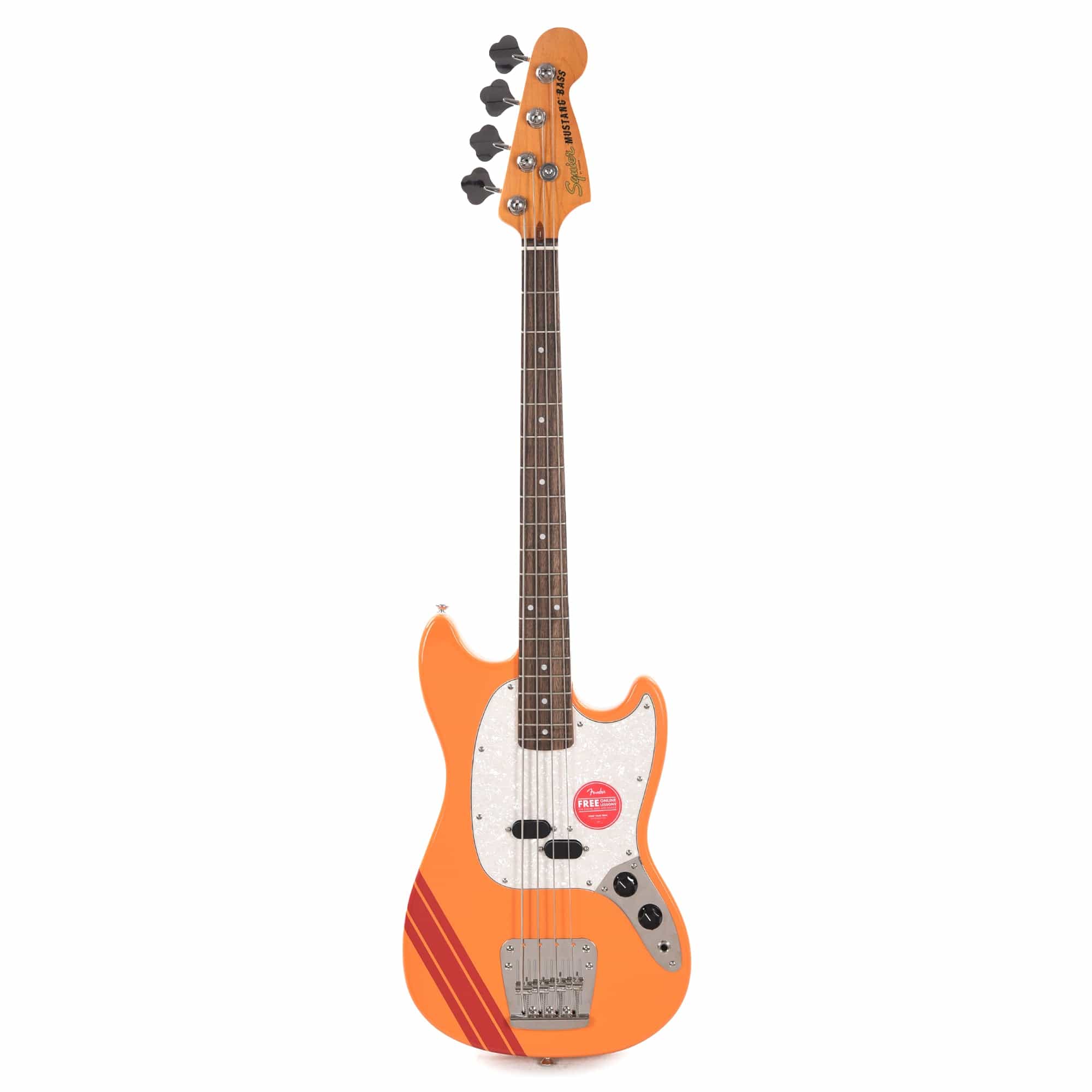 Squier Classic Vibe '60s Competition Mustang Bass Capri Orange w/Dakota Red Stripe Bass Guitars / 4-String