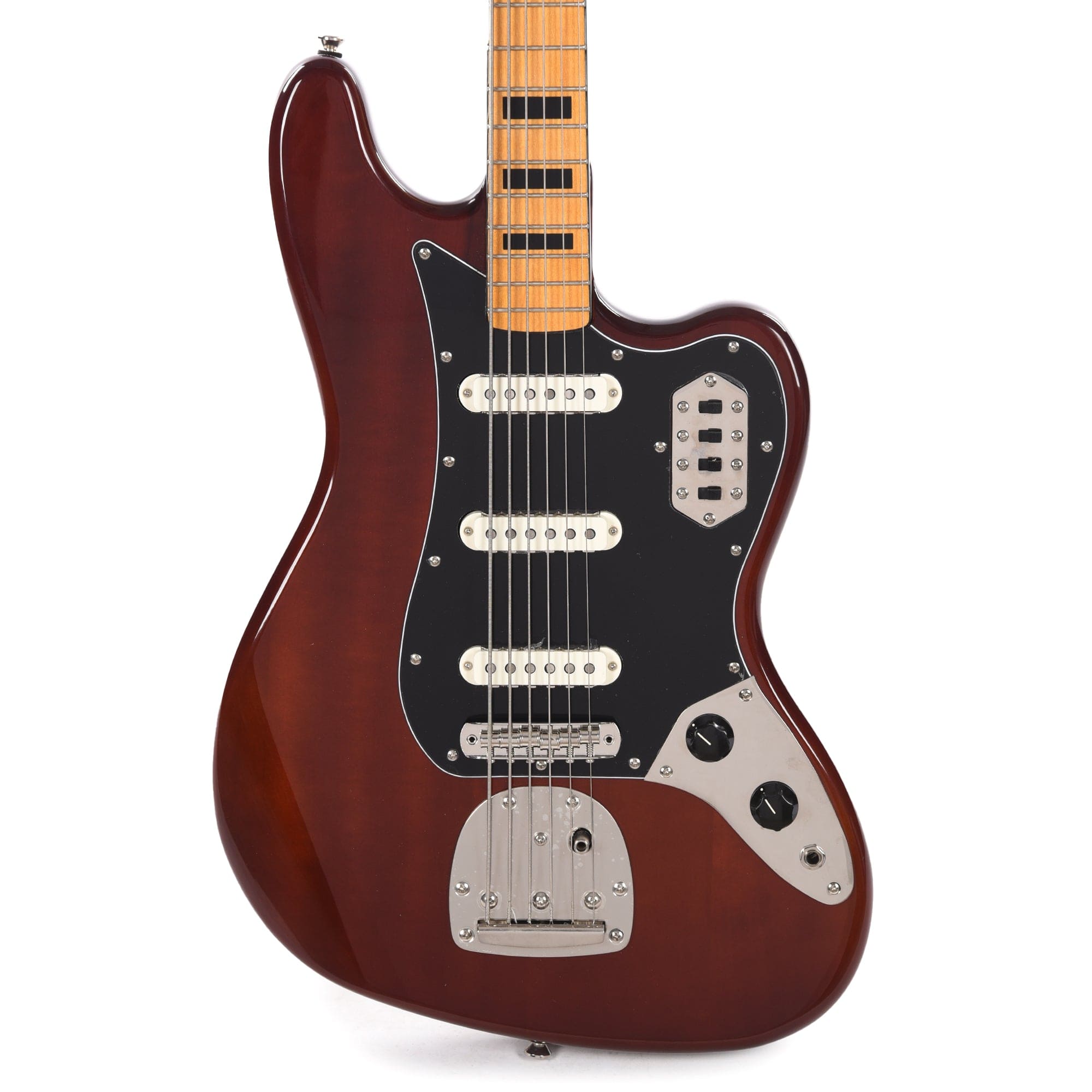 Squier Classic Vibe Bass VI Maple Neck Walnut w/Black Blocks/Binding & 3-Ply Black Bass Guitars / 5-String or More