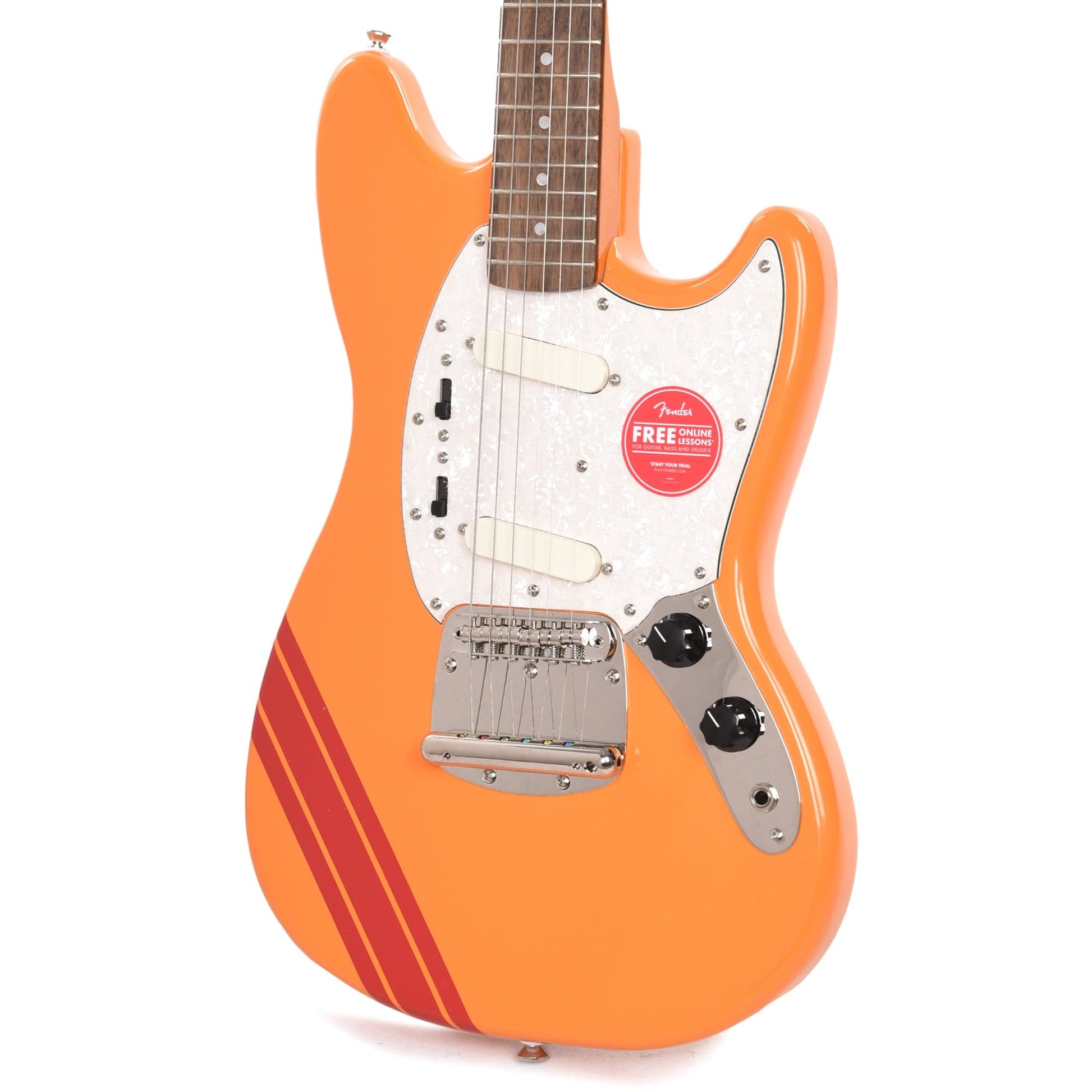 Squier Classic Vibe '60s Competition Mustang Capri Orange w/Dakota Red Stripe Electric Guitars / Solid Body