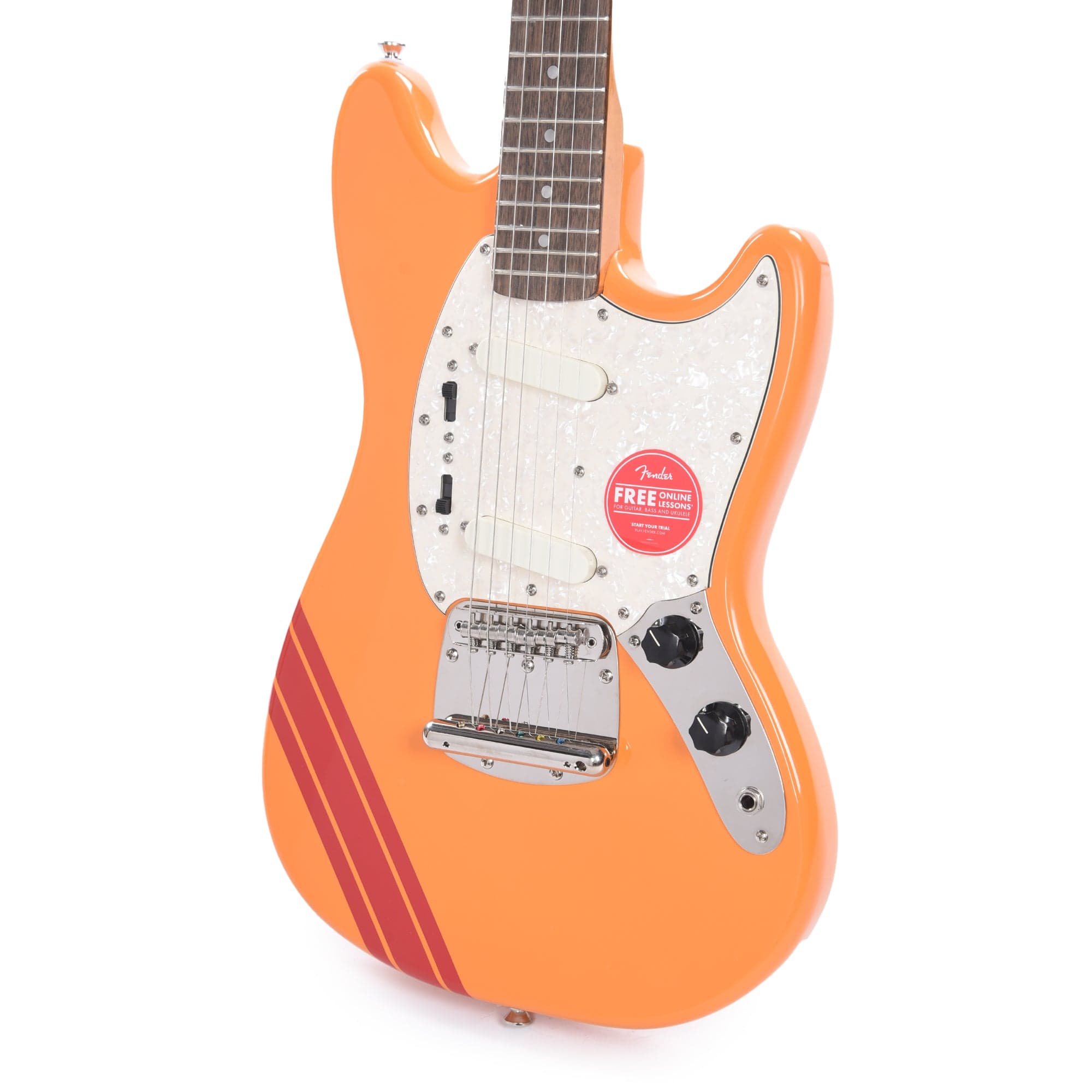 Squier Classic Vibe '60s Competition Mustang Capri Orange w/Dakota Red Stripe Electric Guitars / Solid Body