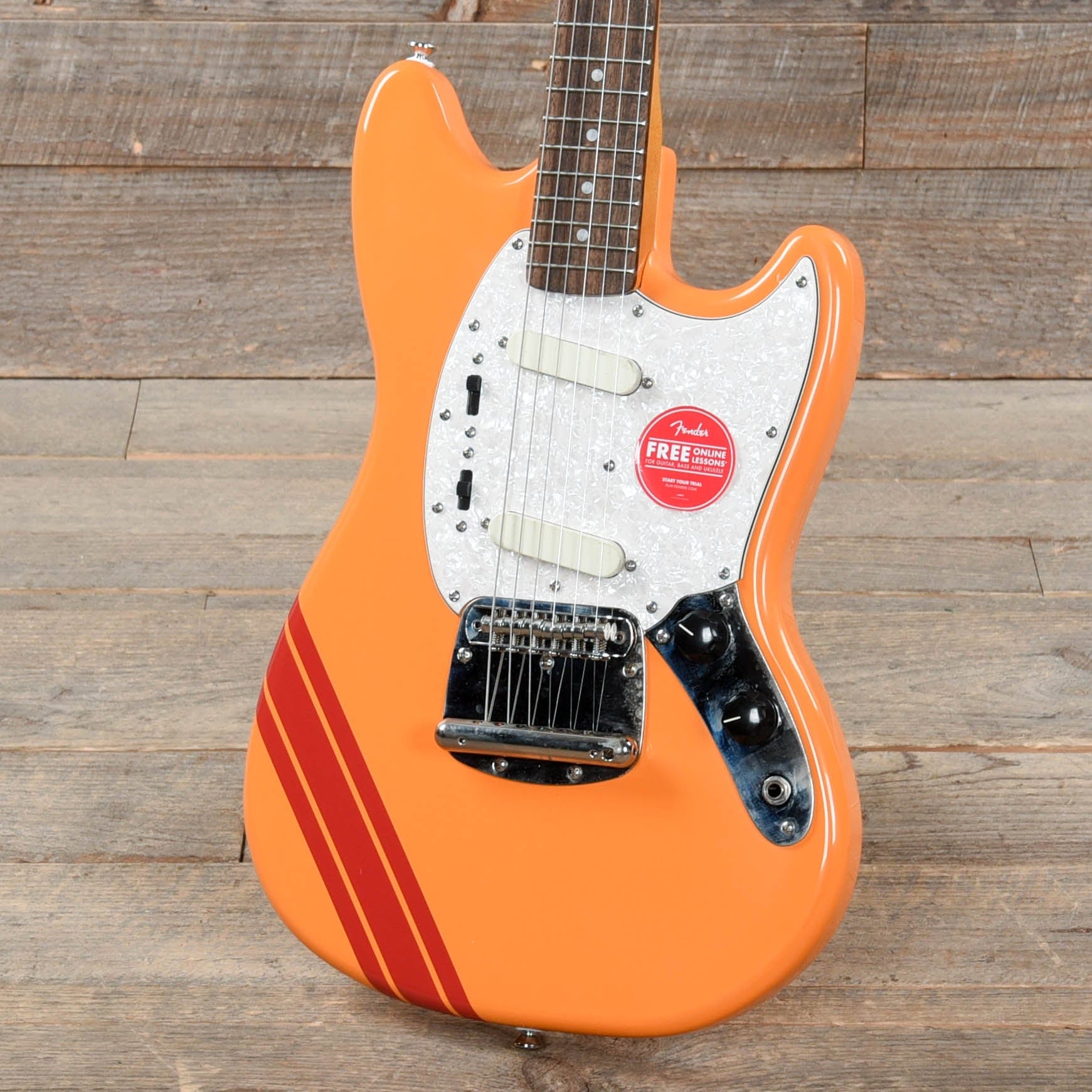 Squier Classic Vibe '60s Competition Mustang Capri Orange w/Dakota Red Stripe Electric Guitars / Solid Body