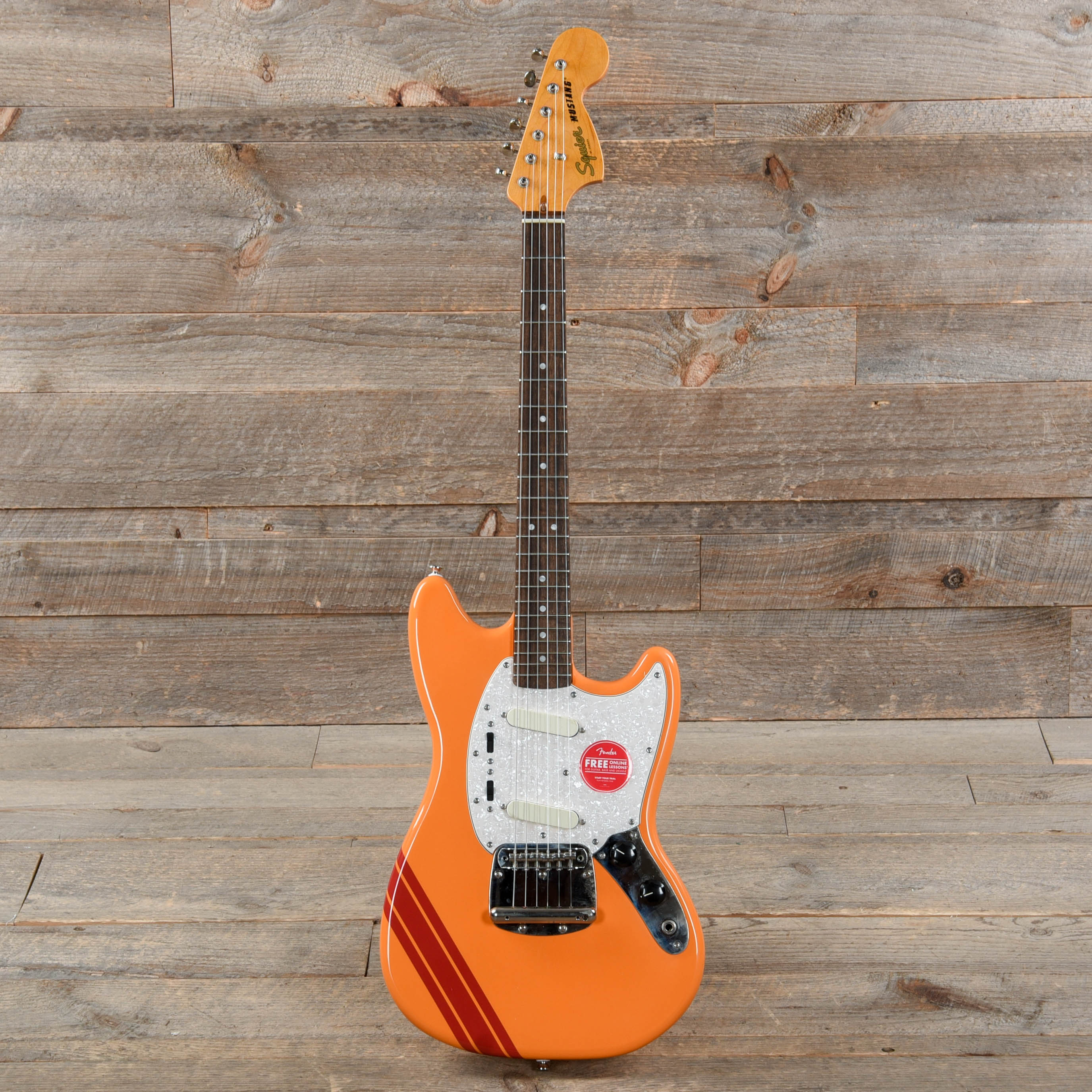 Squier Classic Vibe '60s Competition Mustang Capri Orange w/Dakota Red Stripe Electric Guitars / Solid Body