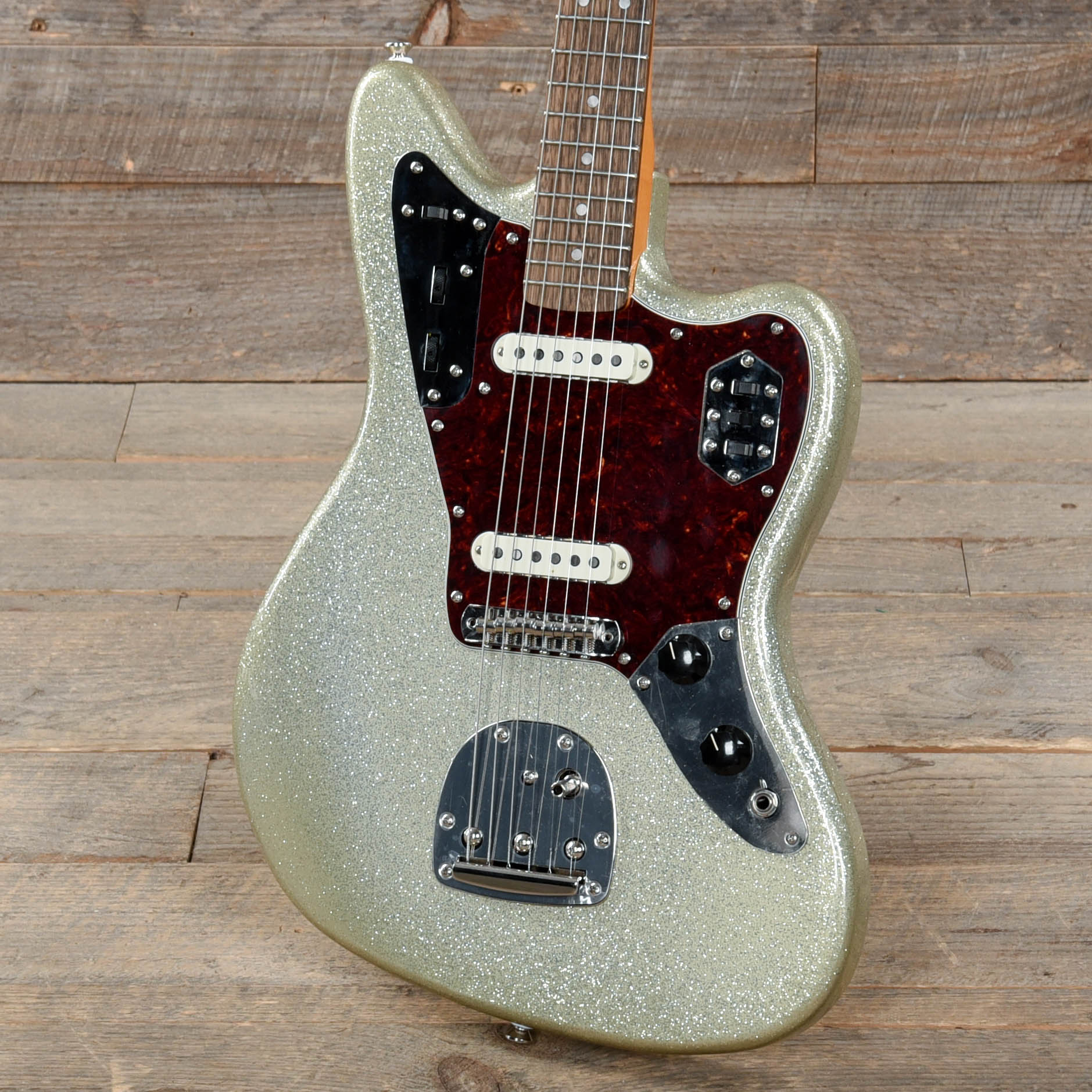 Squier Classic Vibe '60s Jaguar Silver Sparkle w/Matching Headcap Electric Guitars / Solid Body