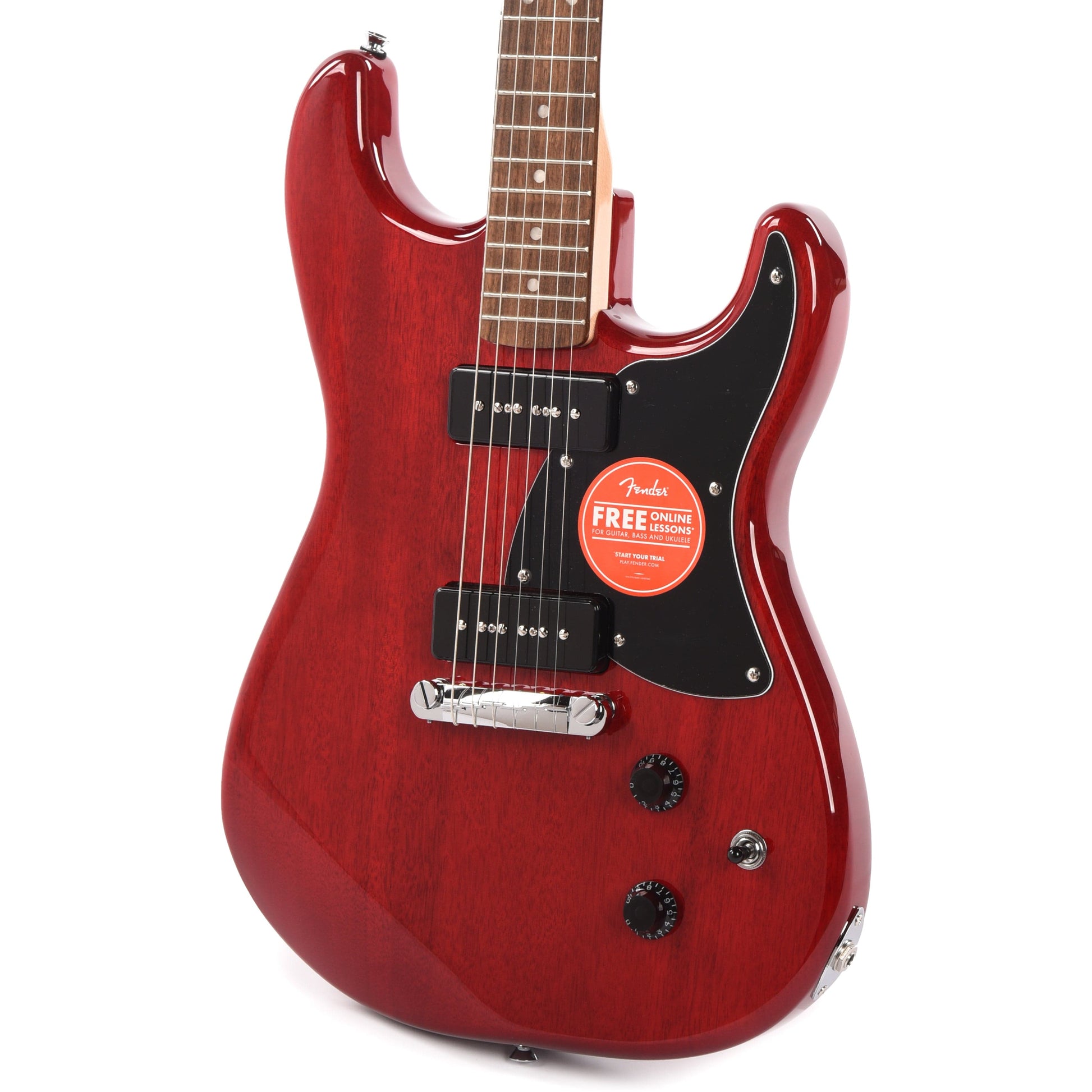 Squier Paranormal Strat-O-Sonic Crimson Red Transparent Electric Guitars / Solid Body