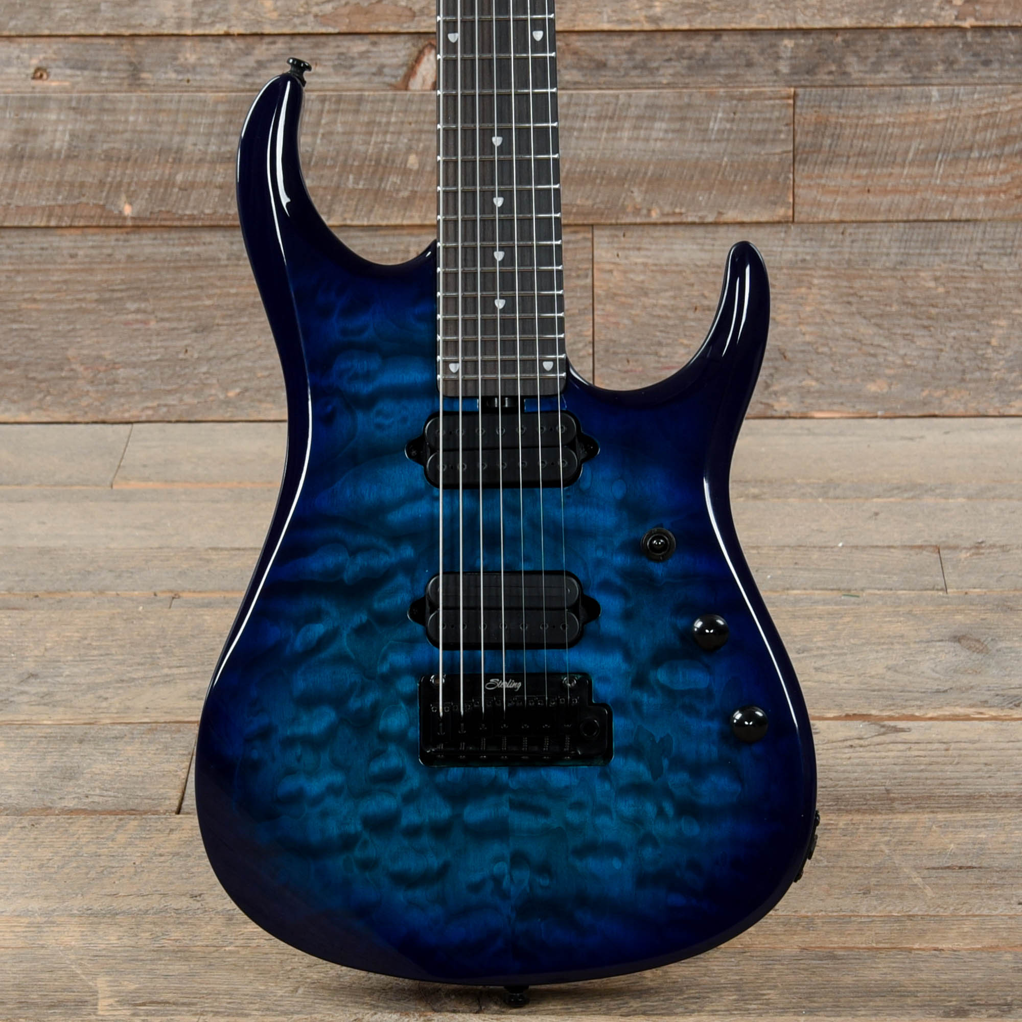 Sterling by Music Man JP157D John Petrucci 7-String Quilted Maple Cerulean  Paradise