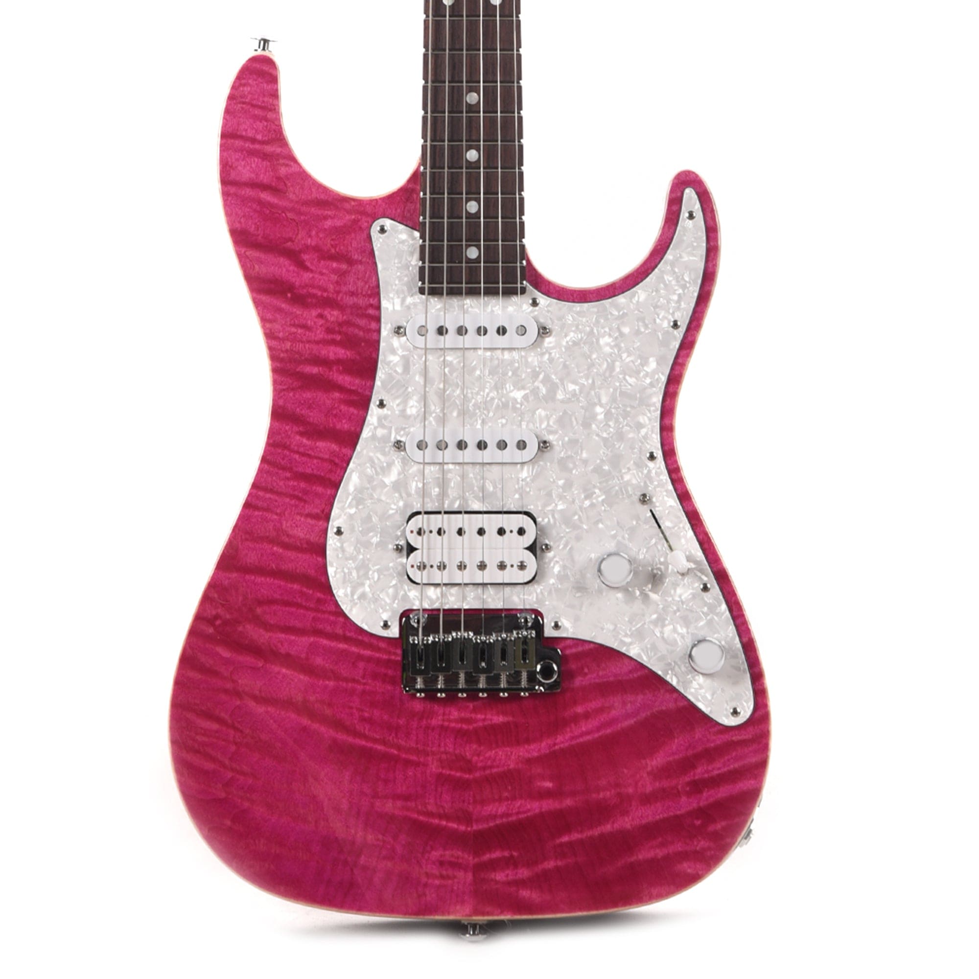 Suhr Custom Standard HSS Flame Maple/Alder Magenta Pink Stain w/Roasted  Flame Maple Neck