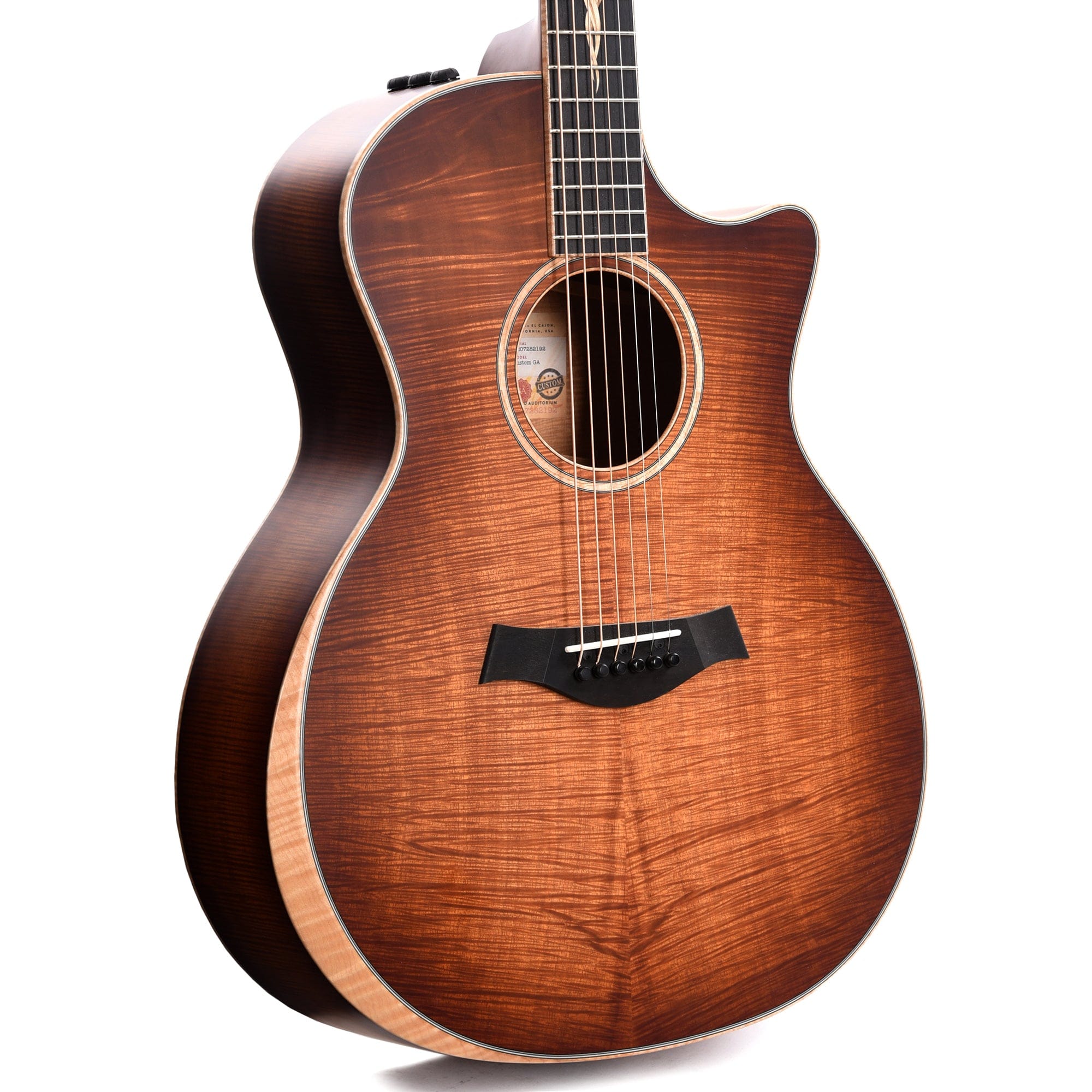 Taylor Custom Grand Auditorium Master Grade Koa Satin Shaded Edgeburst w/Figured Maple Binding & Bouquet Inlay Acoustic Guitars / OM and Auditorium