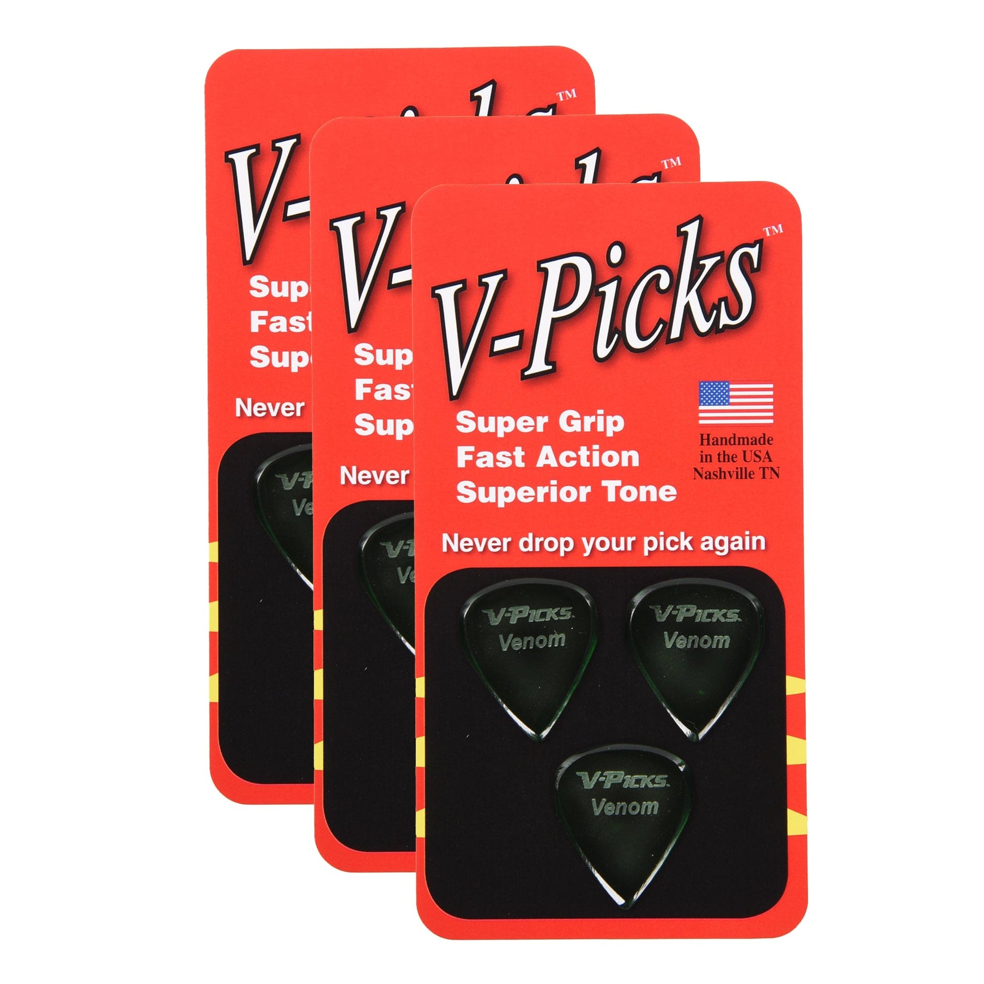 V-Picks Venom Guitar Pick 3 Pack (9) Bundle Accessories / Picks