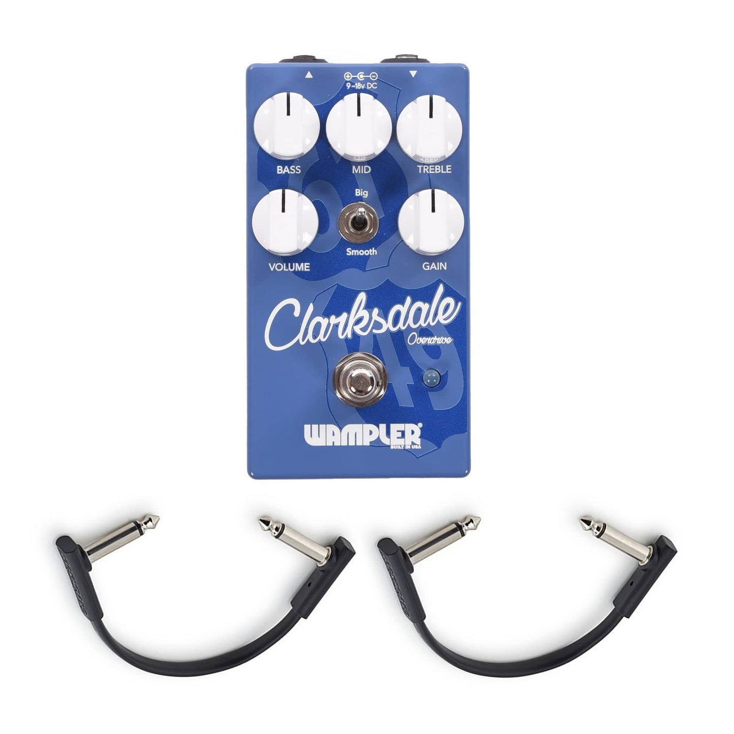 Wampler Clarksdale Overdrive Pedal V2 w/(2) Rockboard Flat Patch Cables Bundle Effects and Pedals / Overdrive and Boost