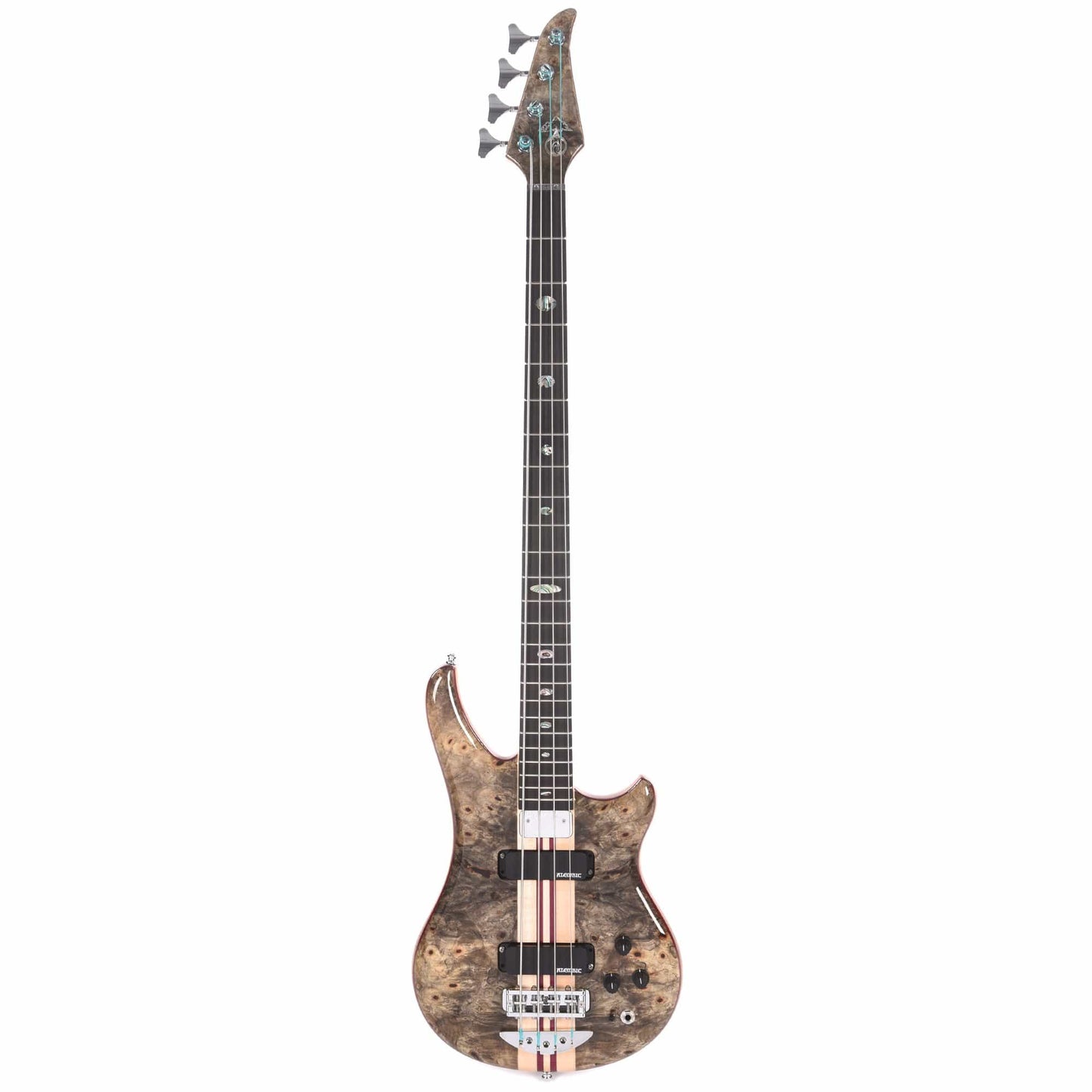 Alembic Essence 4-String Long-Scale Buckeye Top w/Blue Side LEDs, Chrome Plating, & Mahogany Backplates Bass Guitars / 4-String