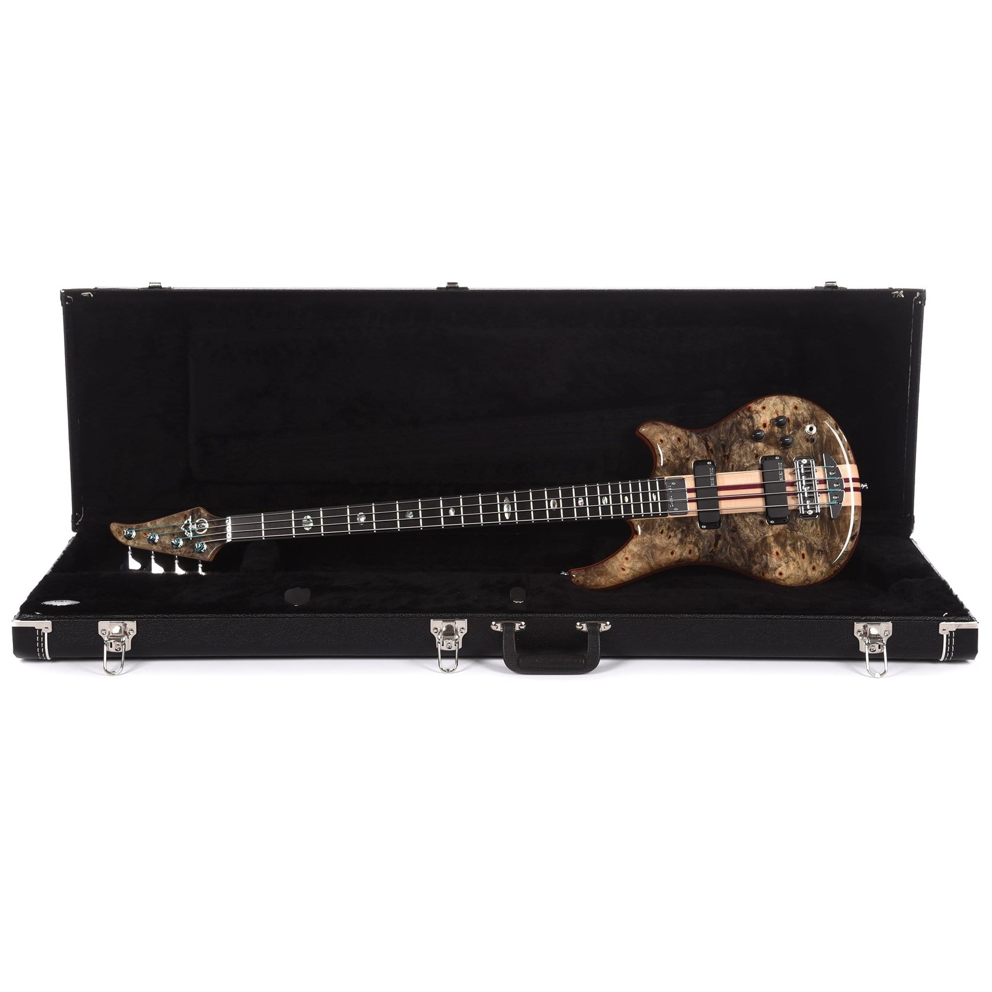 Alembic Essence 4-String Long-Scale Buckeye Top w/Blue Side LEDs, Chrome Plating, & Mahogany Backplates Bass Guitars / 4-String