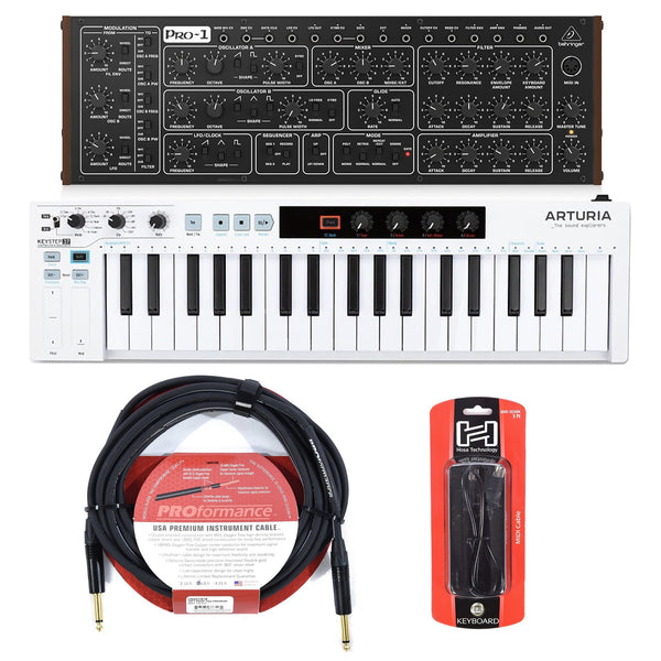 Behringer PRO-1 Analog Synthesizer and Arturia KeyStep 37 USB Midi Con ...