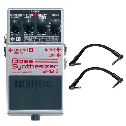 Boss SYB-5 Bass Synthesizer Bundle w/ 2 Roland Black Series 6 inch Patch Cables Effects and Pedals / Bass Pedals