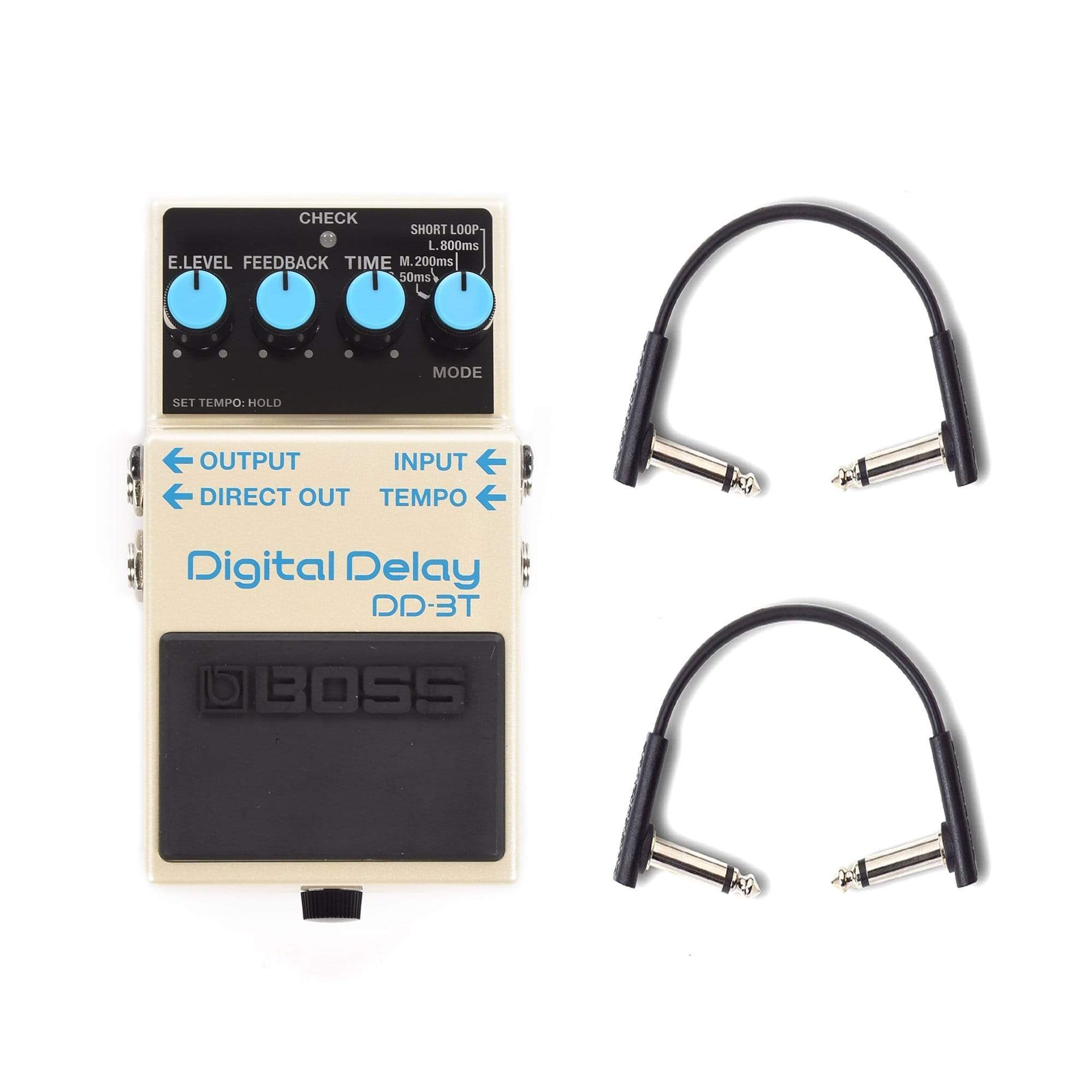 Boss DD-3T Digital Delay + Tap Tempo w/(2) RockBoard Flat Patch Cables Bundle Effects and Pedals / Delay