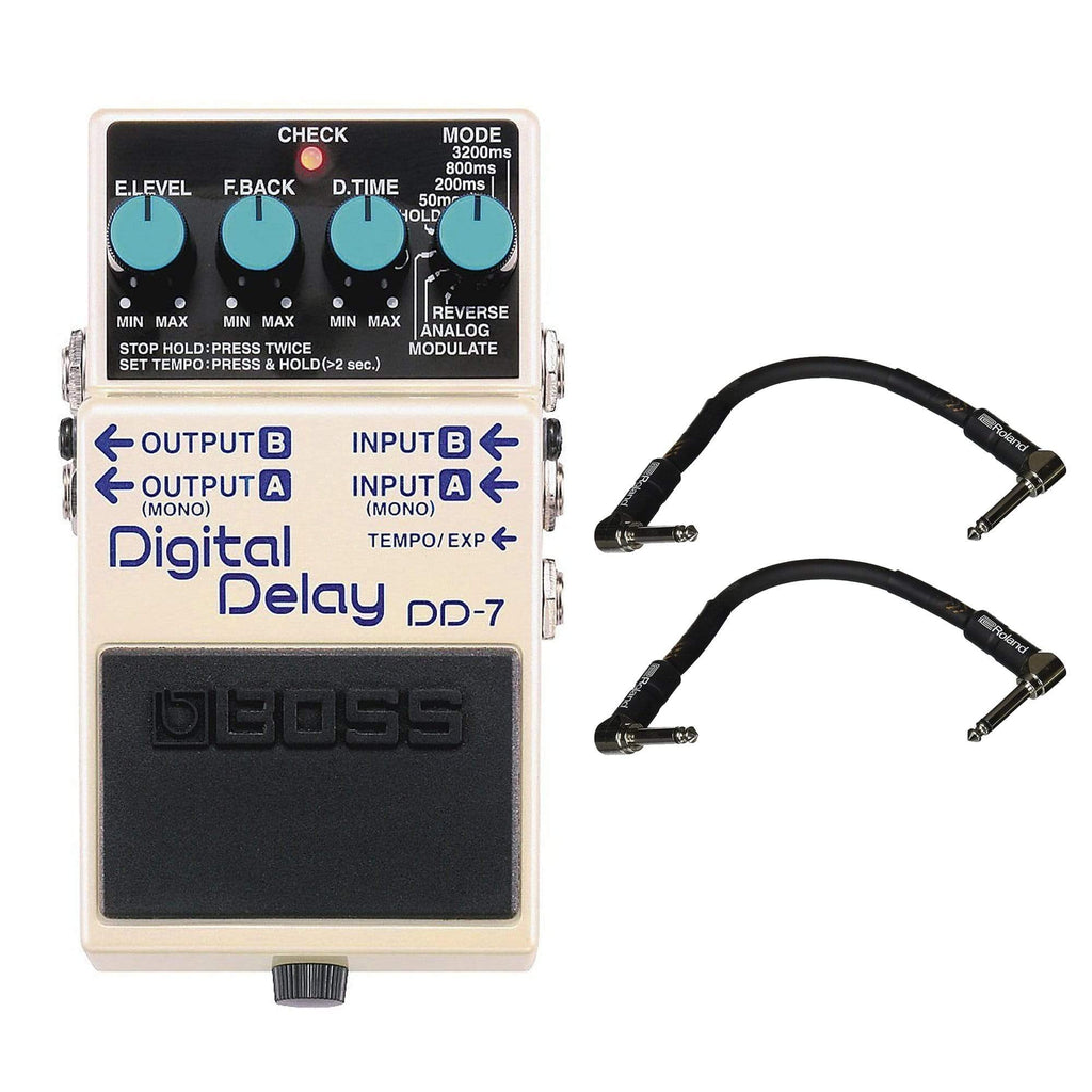 Boss DD-7 Digital Delay Bundle w/ 2 Roland Black Series 6 inch