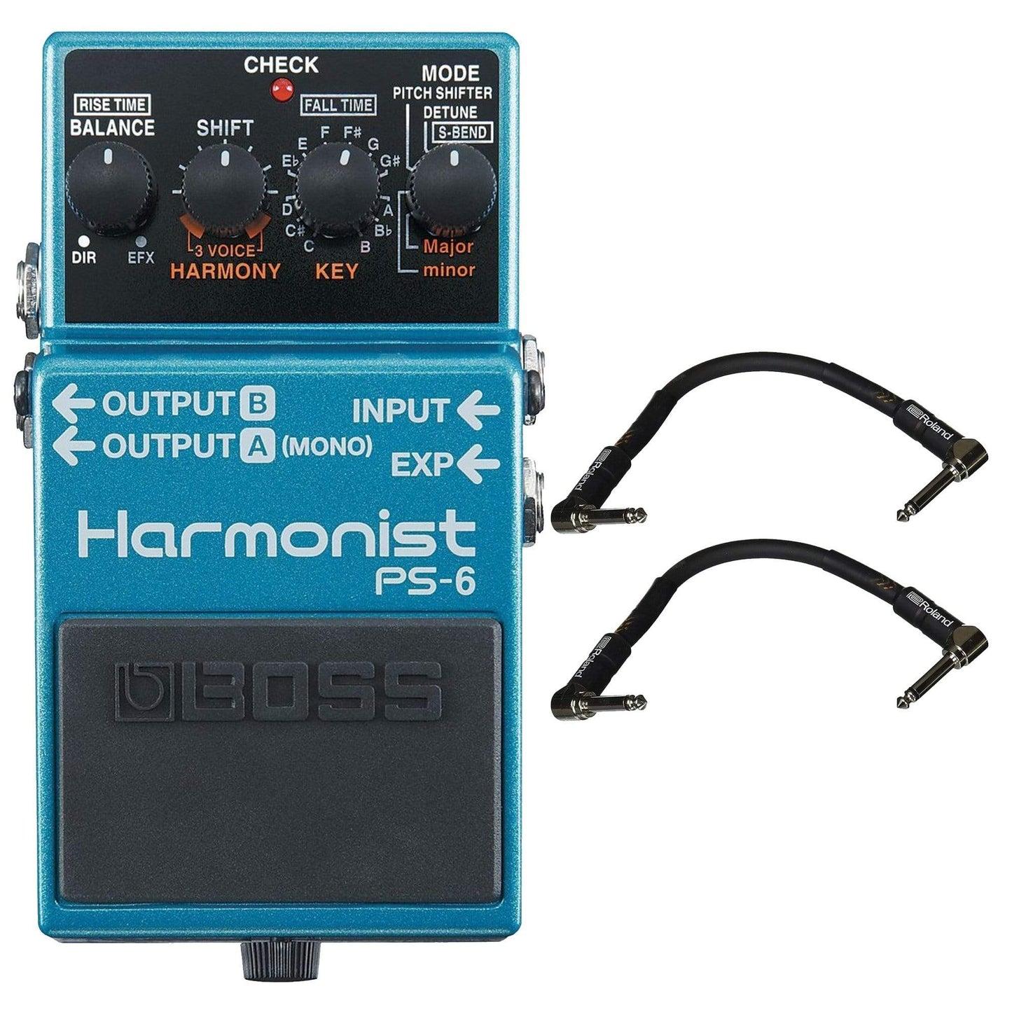 Boss PS-6 Harmonist Bundle w/ 2 Roland Black Series 6 inch Patch Cables Effects and Pedals / Octave and Pitch