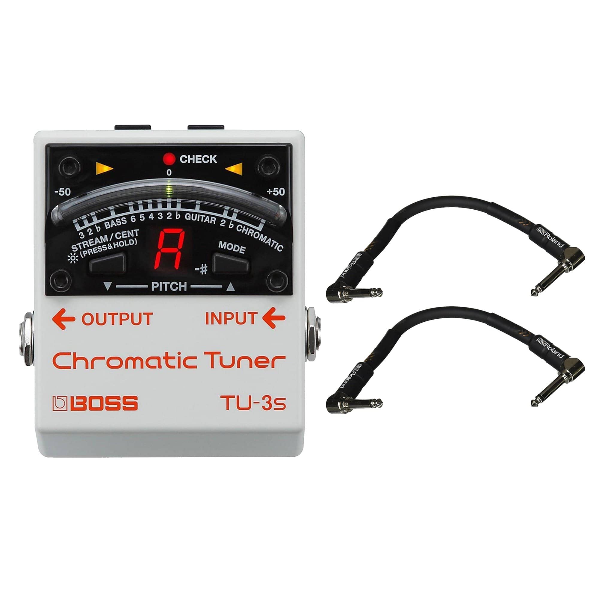 Boss TU-3 Chromatic Tuner Pedal with 3 Patch Cables