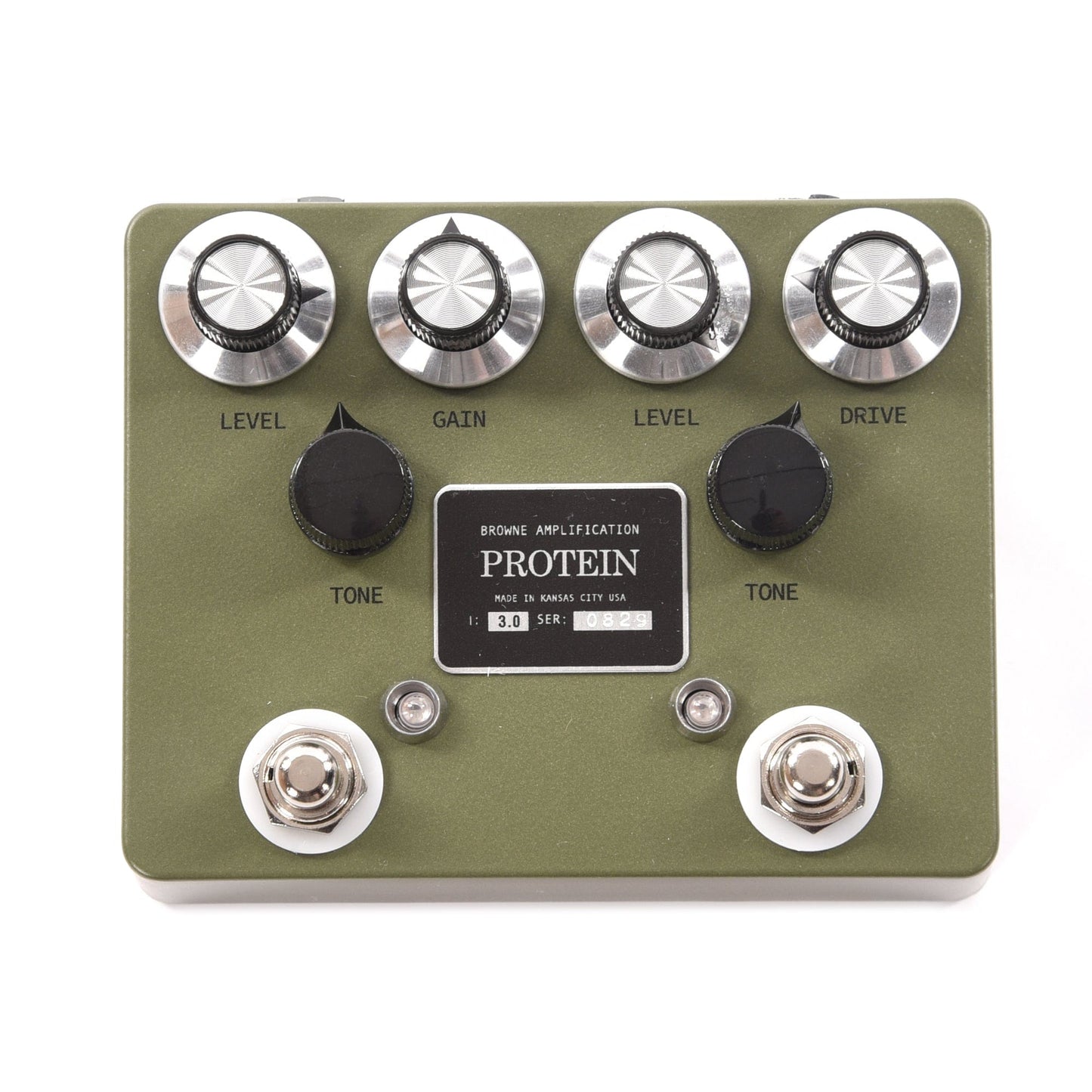 Browne Amplification The Protein Dual Overdrive v3 Pedal Green Effects and Pedals / Overdrive and Boost