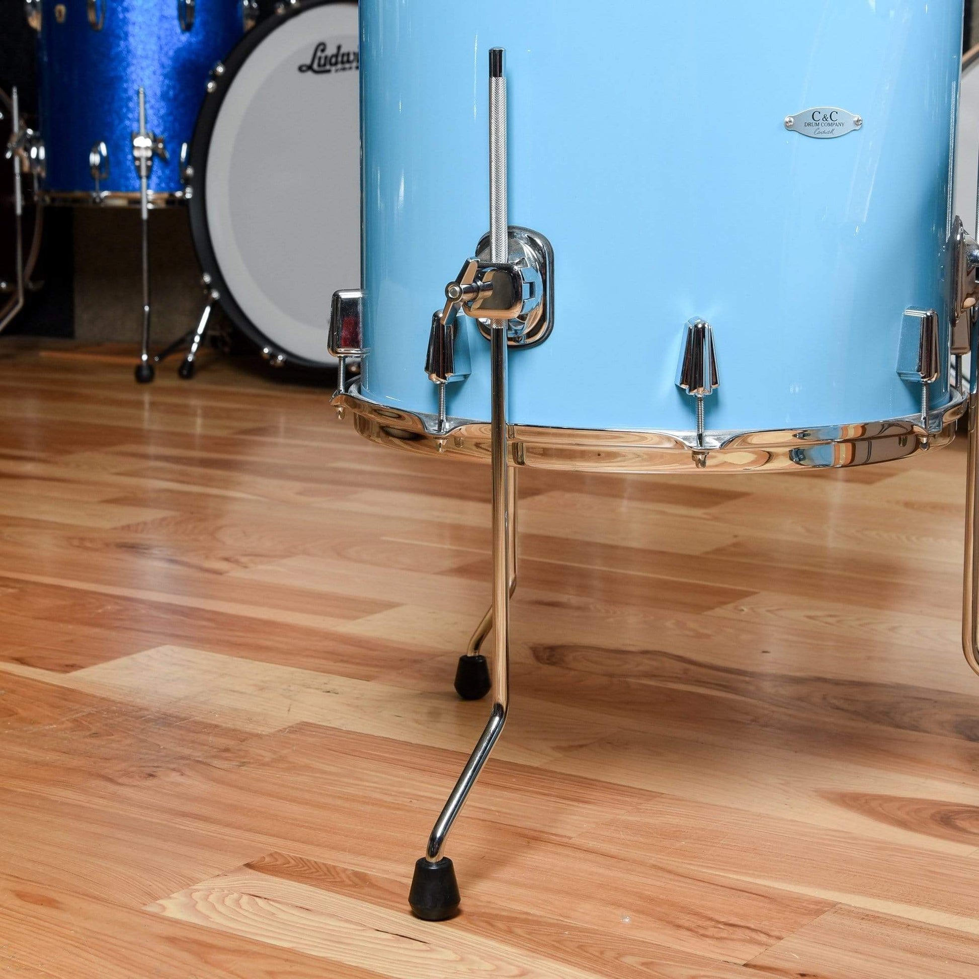 C&C Drum Co. Maple/Gum 13/16/22 3pc Kit "Tweedy Blue" High Gloss Lacquer Drums and Percussion / Acoustic Drums / Full Acoustic Kits