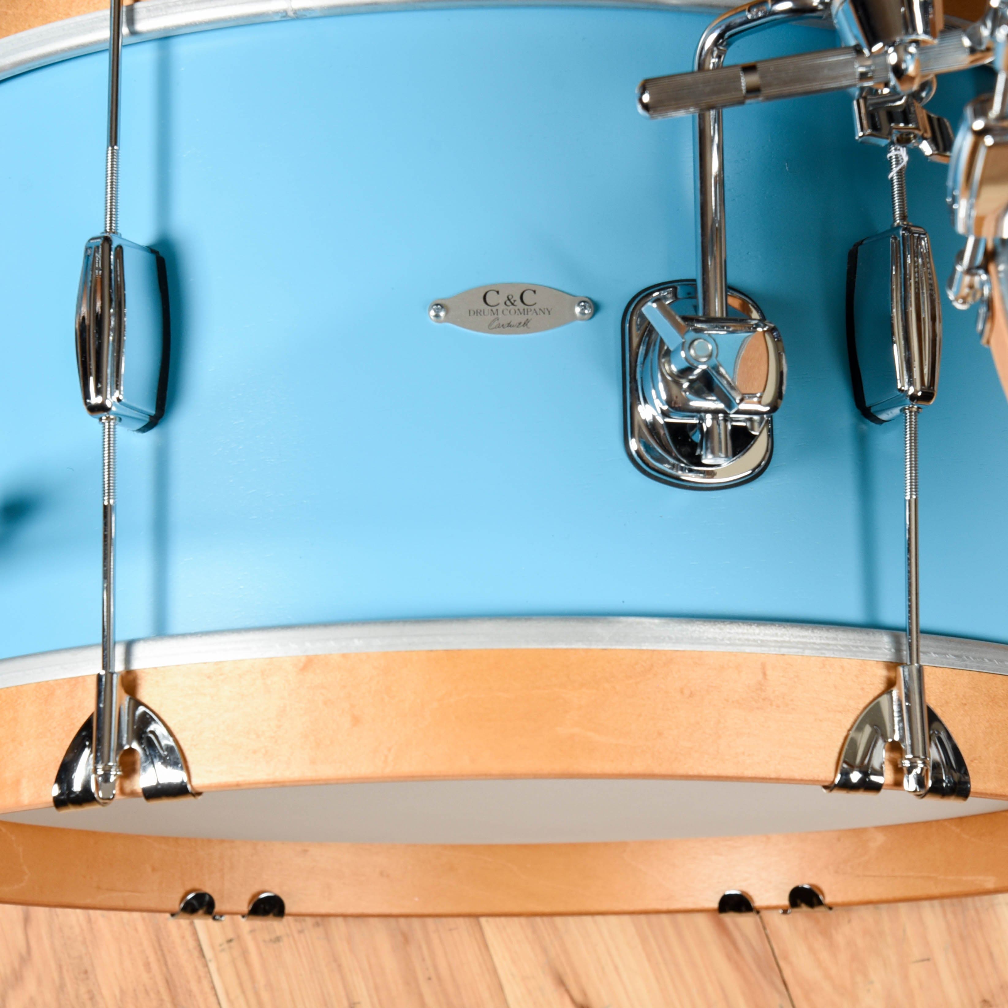 C&C Super Flyer 12/14/20 3pc. Drum Kit Tweedy Blue Satin w/Aged Maple Hoops Drums and Percussion / Acoustic Drums / Full Acoustic Kits