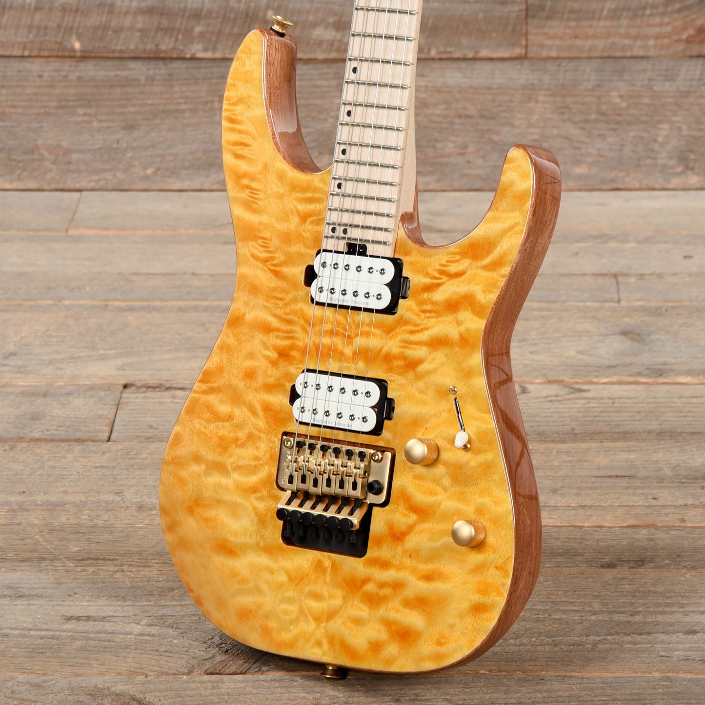 Charvel Pro-Mod DK24 HH FR M Mahogany Quilt Maple Dark Amber Electric Guitars / Solid Body