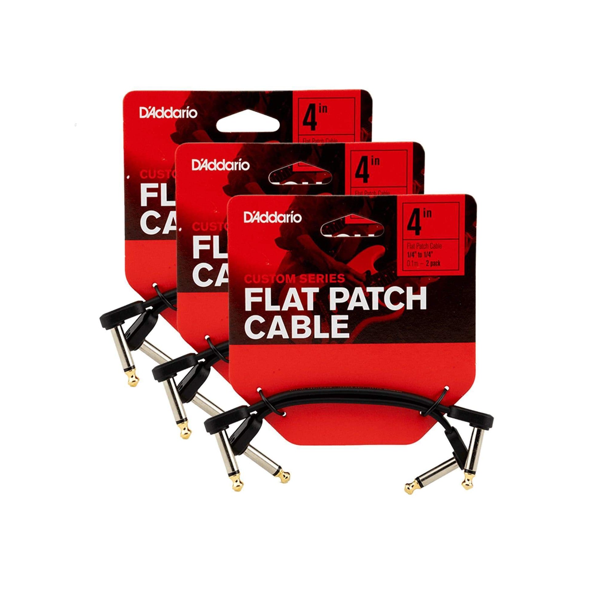 D'Addario Planet Waves Flat Patch Cable 4" Right Angle 6 Pack Bundle Accessories / Cables