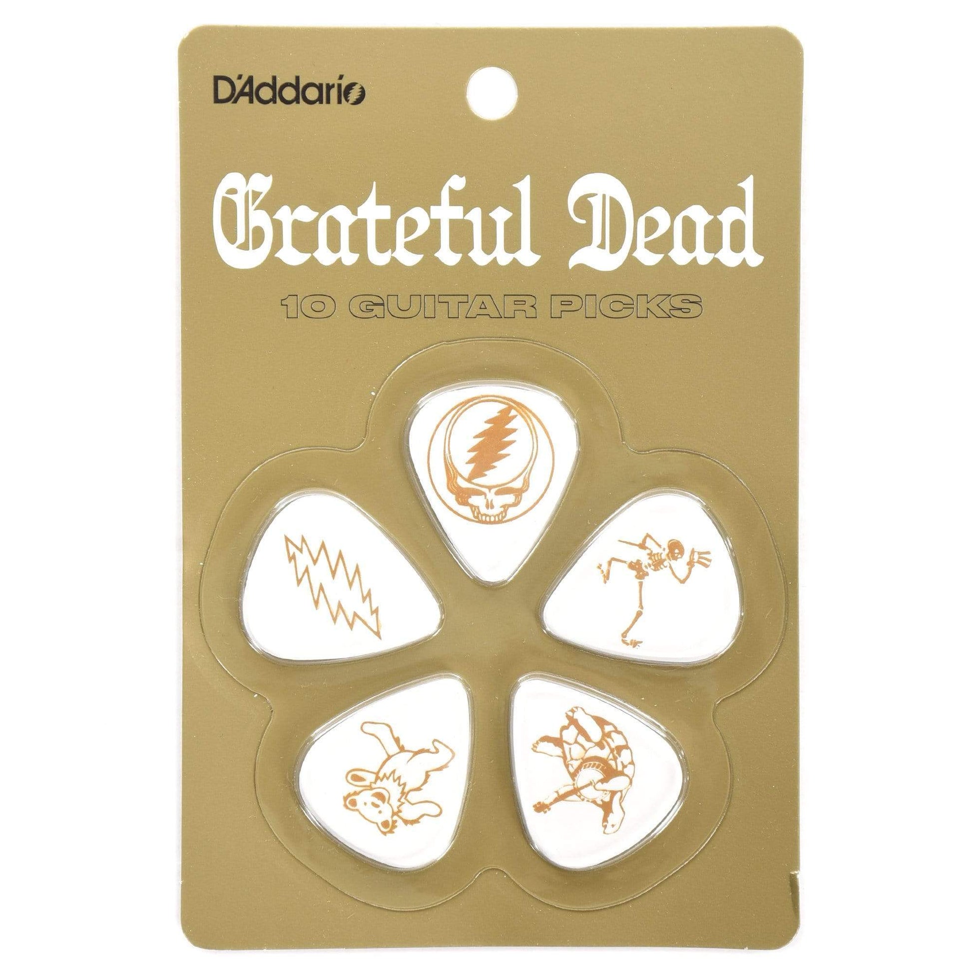 D&rsquo;Addario Grateful Dead Icons White Celluloid Medium 4 Pack Bundle 