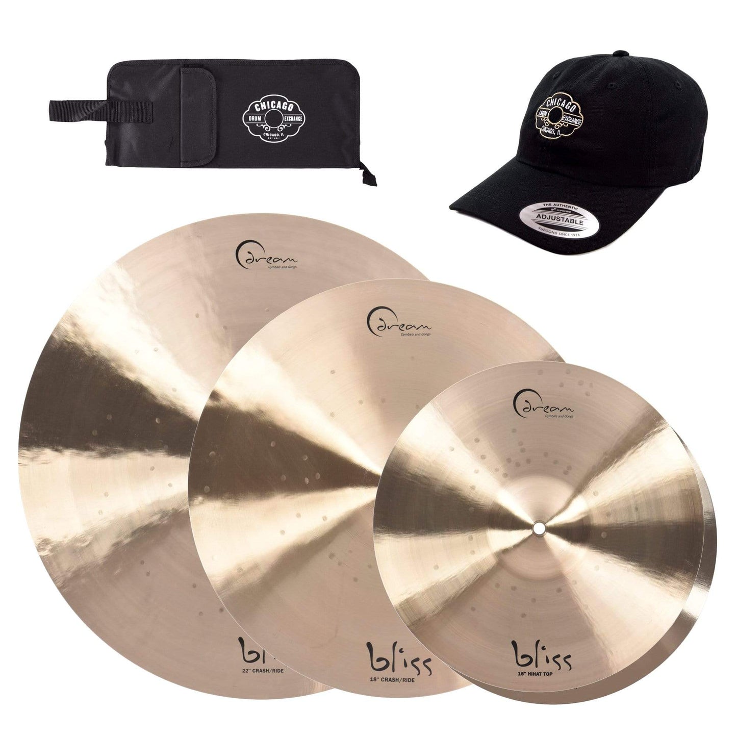 Dream 15/18/22" Dream Bliss Cymbal Set w/CDE Logo Hat & Stick Bag Drums and Percussion / Cymbals / Crash