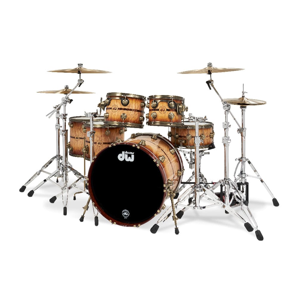 DW Collector's Series 10/12/14/16/22/6.5x14 6pc. 50th Anniversary Drum Kit Burnt Toast Quilted Maple Burst w/Rosewood Inlays & Antique Gold Hardware Drums and Percussion / Acoustic Drums / Full Acoustic Kits