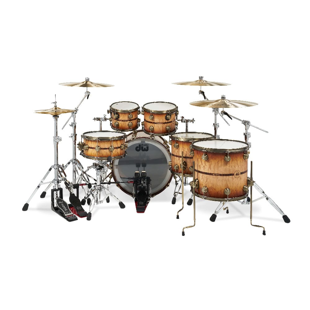 DW Collector's Series 10/12/14/16/22/6.5x14 6pc. 50th Anniversary Drum Kit Burnt Toast Quilted Maple Burst w/Rosewood Inlays & Antique Gold Hardware Drums and Percussion / Acoustic Drums / Full Acoustic Kits