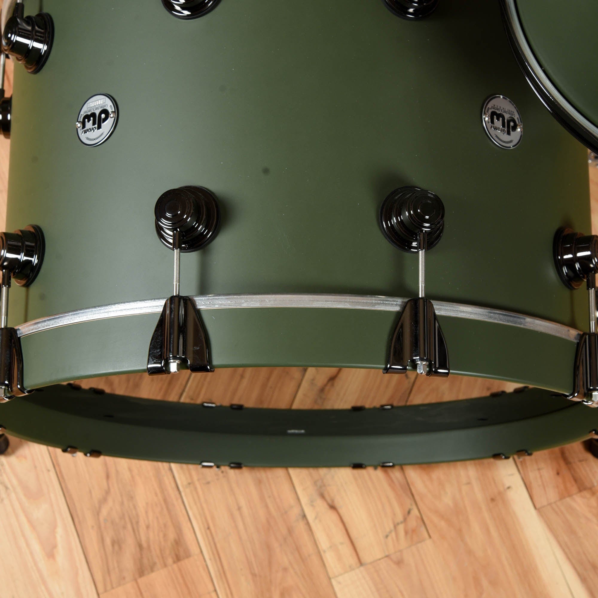 DW Collector's Series 13/16/22 3pc. Maple/Mahogany Drum Kit Solid Army Green Hard Satin w/Black Nickel Hdw Drums and Percussion / Acoustic Drums / Full Acoustic Kits