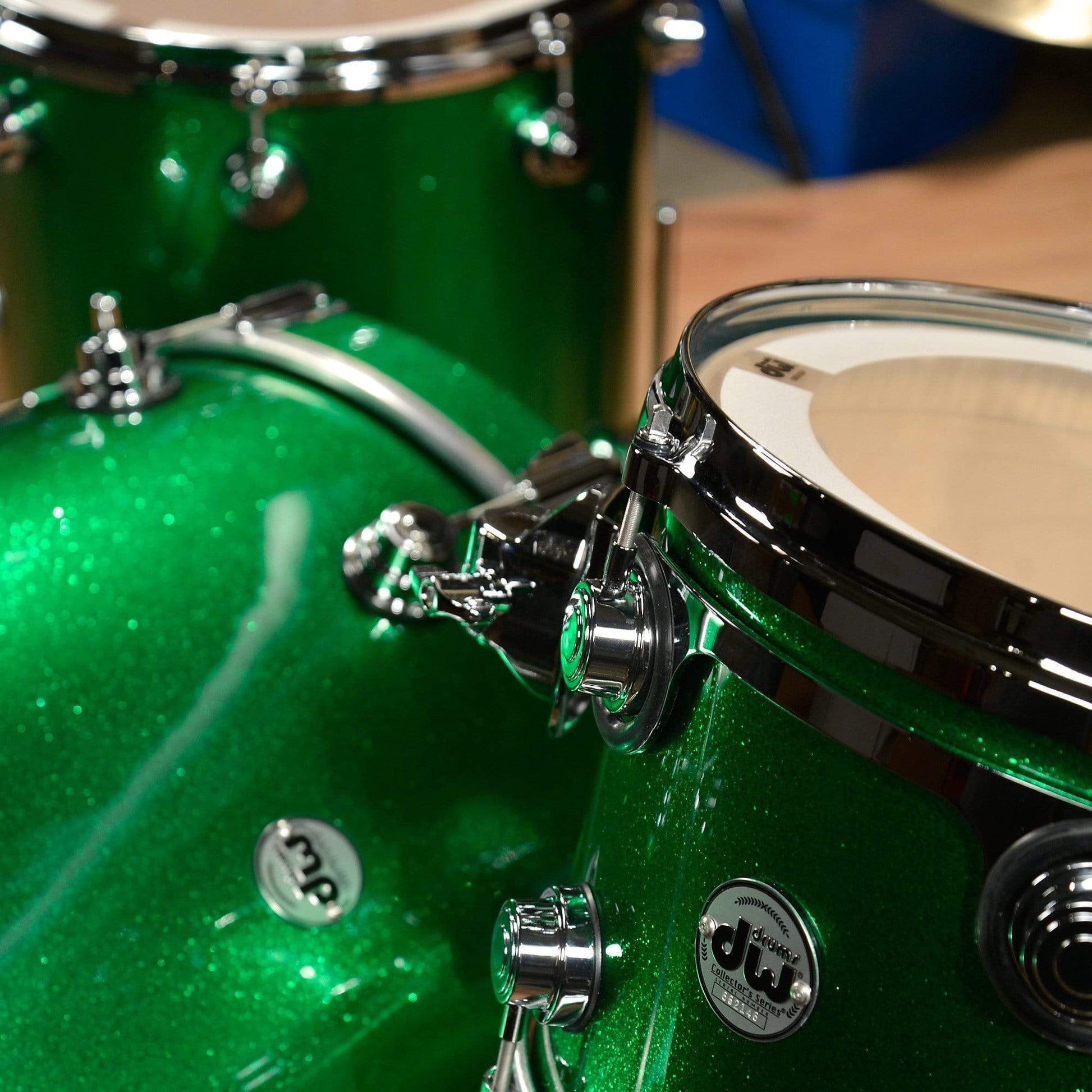 DW Collector's Series 13/16/24 3pc. Maple Drum Kit Green Sparkle Specialty Lacquer w/Die Cast Hoops Drums and Percussion / Acoustic Drums / Full Acoustic Kits