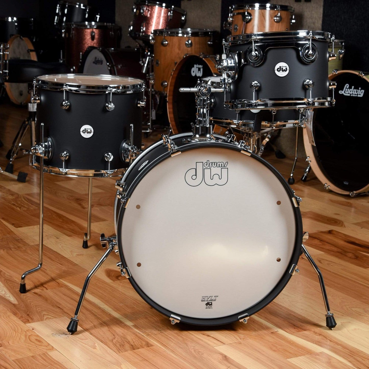 DW Design 12/14/20/5x14 4pc. Frequent Flyer Drum Kit Satin Black Drums and Percussion / Acoustic Drums / Full Acoustic Kits