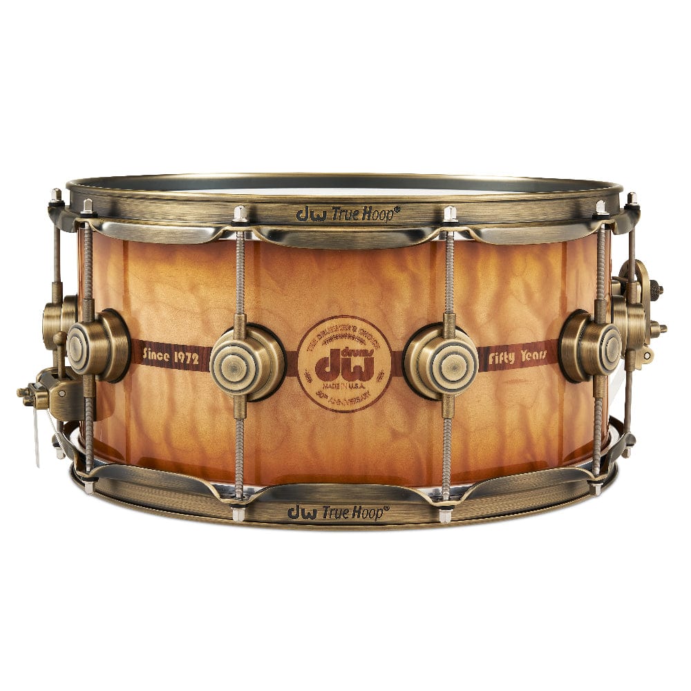 DW Collector's Series 6.5x14 50th Anniversary Snare Drum Burnt Toast Quilted Maple Burst w/Rosewood Inlays & Antique Gold Hdw Drums and Percussion / Acoustic Drums / Snare