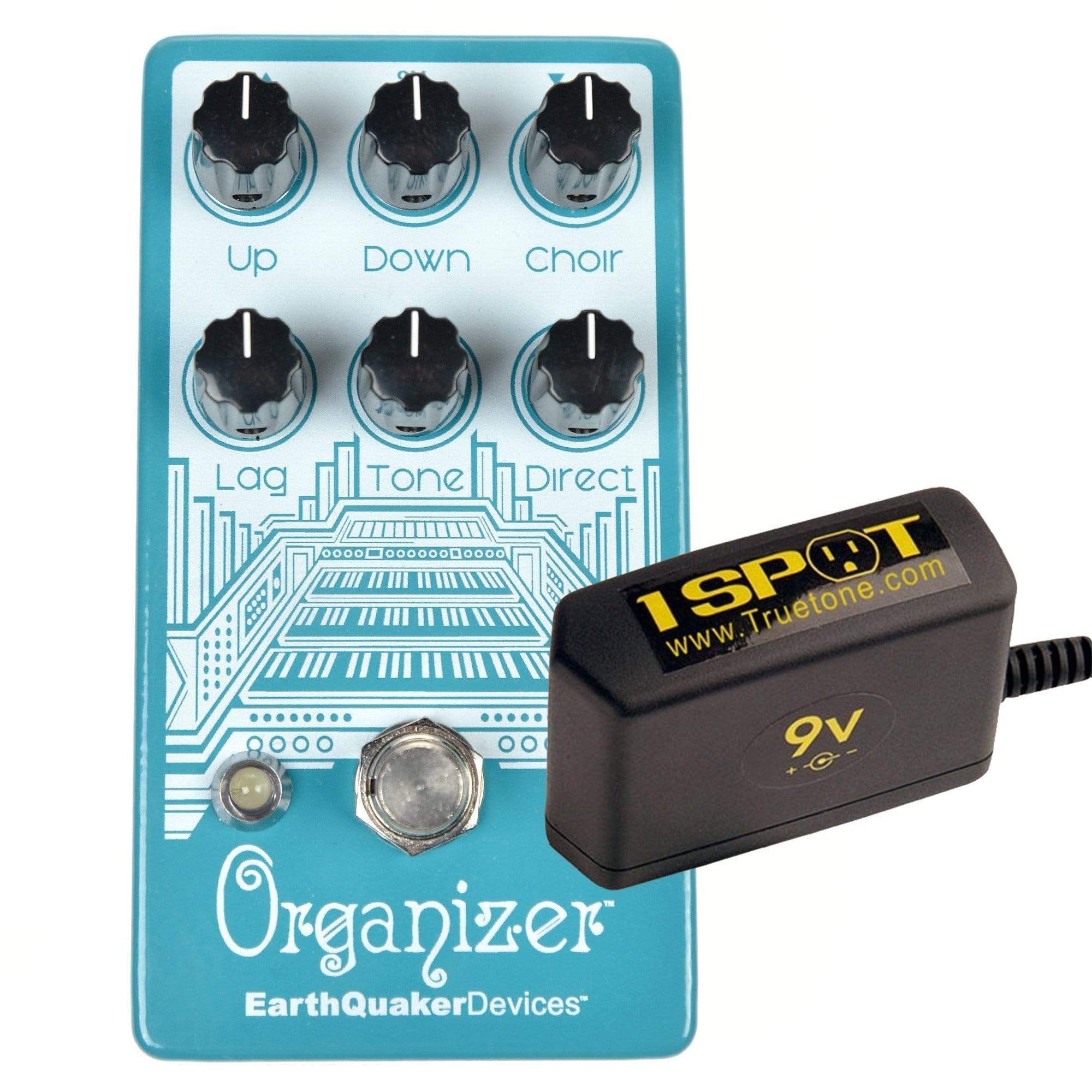 Earthquaker Devices Organizer Polyphonic Organ Emulator v2 Bundle w/ Truetone 1 Spot Space Saving 9v Adapter Effects and Pedals / Octave and Pitch