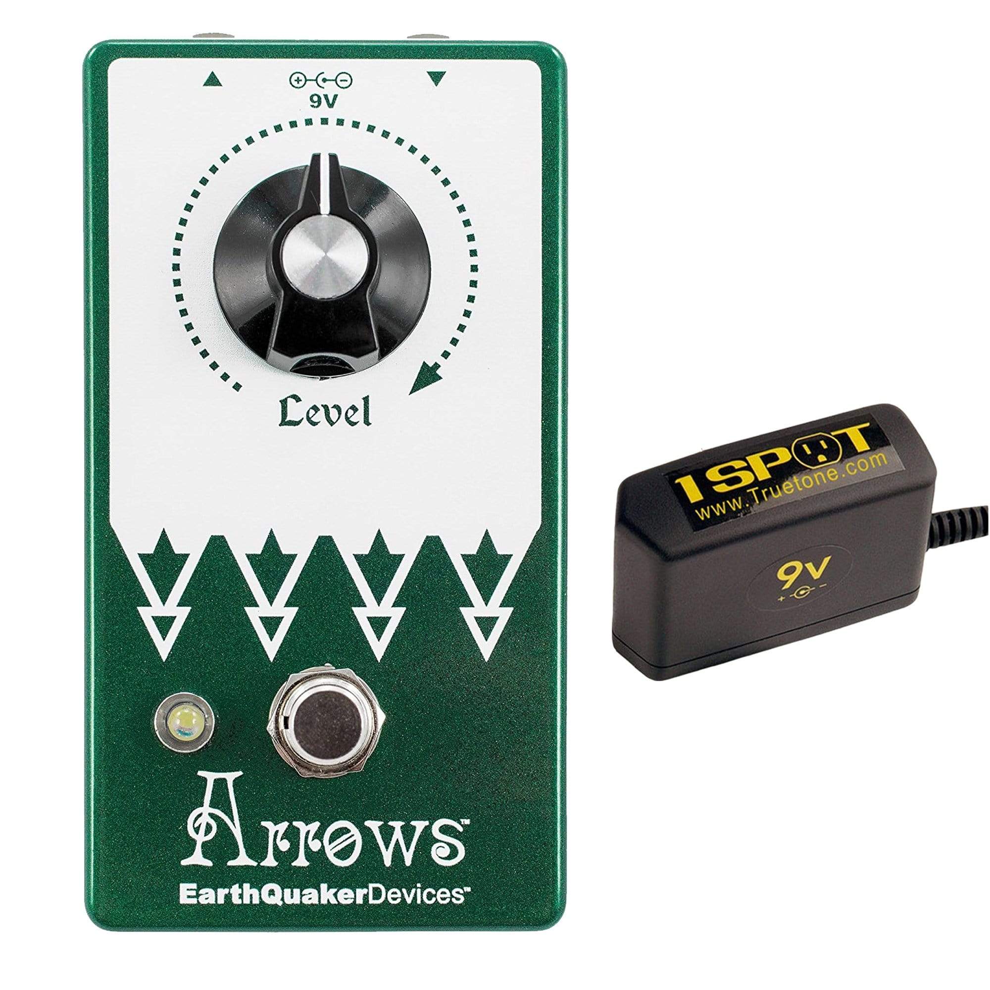 Earthquaker Devices Arrows Preamp Booster v2 Bundle w/ Truetone 1 Spot Space Saving 9v Adapter Effects and Pedals / Overdrive and Boost