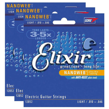 Elixir 12052 Electric Nano Light 10-46 (3 Pack Bundle) Accessories / Strings / Guitar Strings