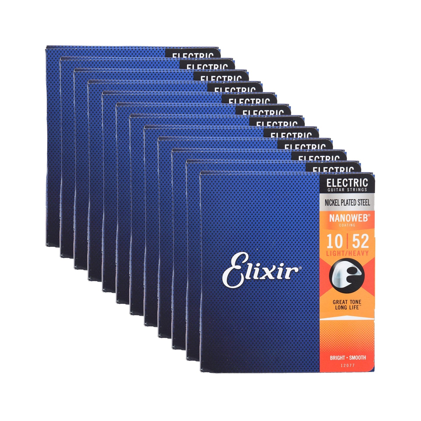 Elixir 12077 Electric Nanoweb Light-Heavy 10-52 12 Pack Bundle Accessories / Strings / Guitar Strings