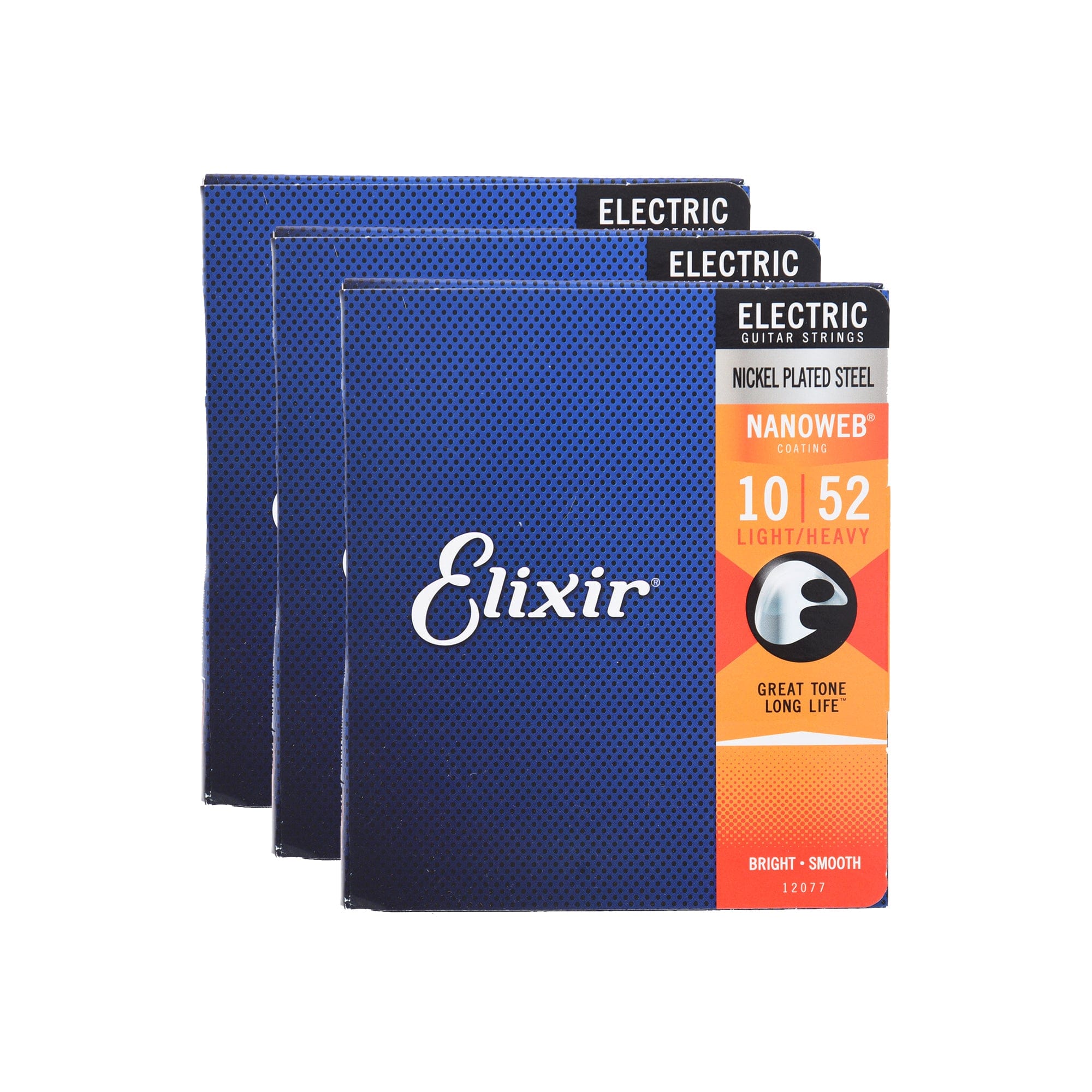 Elixir 12077 Electric Nanoweb Light Heavy 10 52 3 Pack Bundle